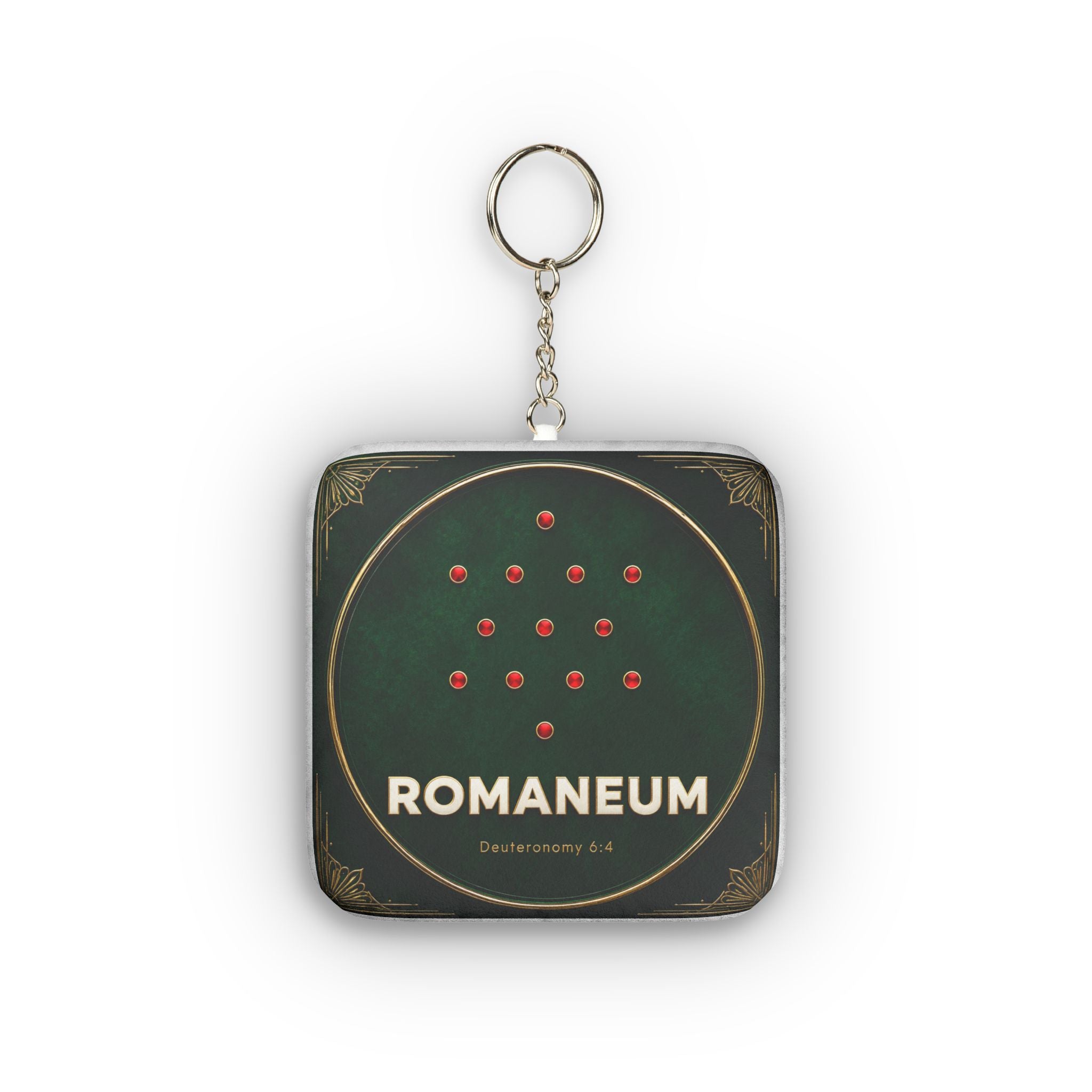 Custom Shape Mini Plush Keychain — Romaneum Logo Plush Keyring