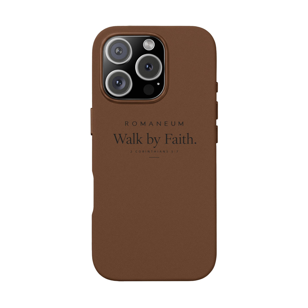 Engraved PU Leather Phone Case — ‘Walk by Faith’