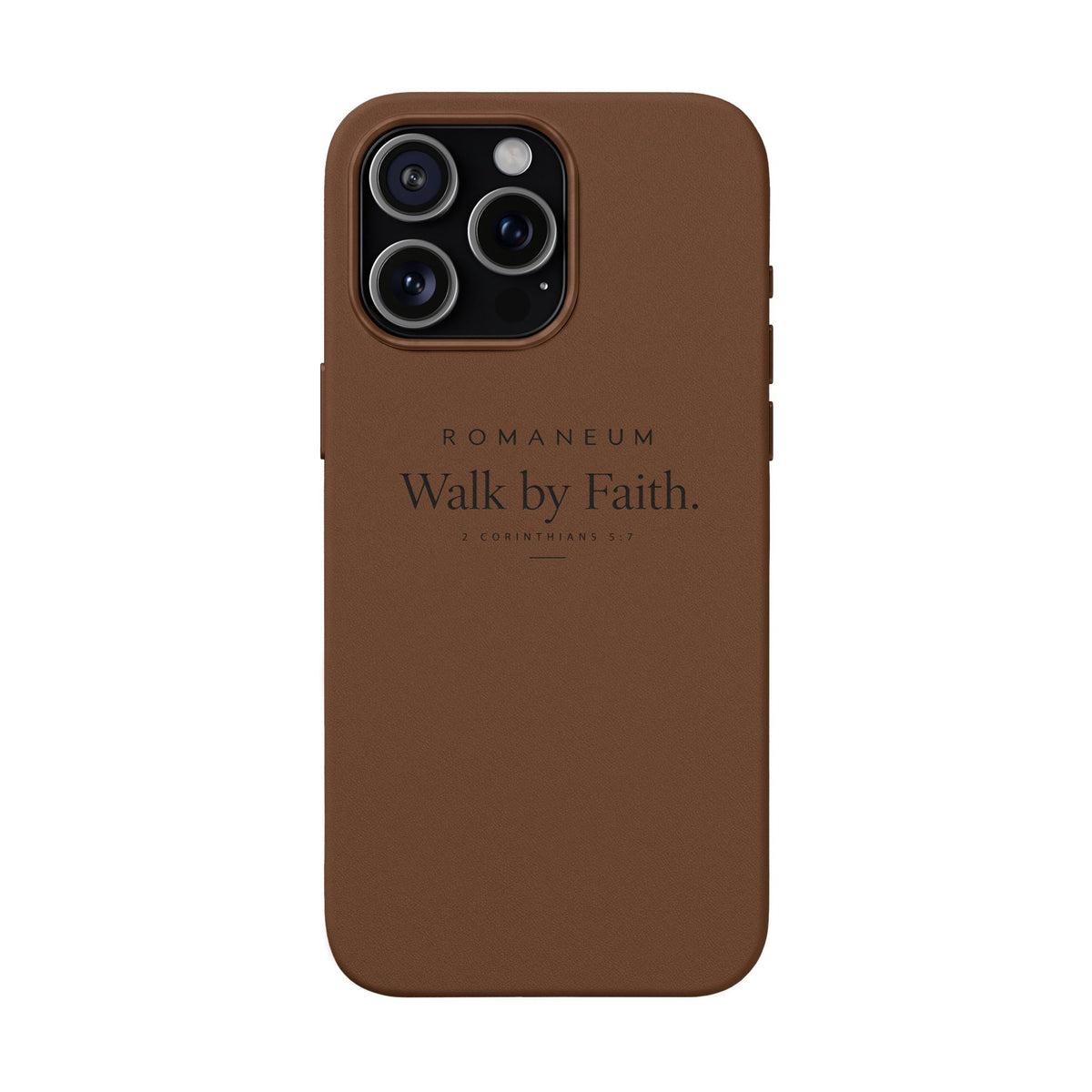 Engraved PU Leather Phone Case — ‘Walk by Faith’