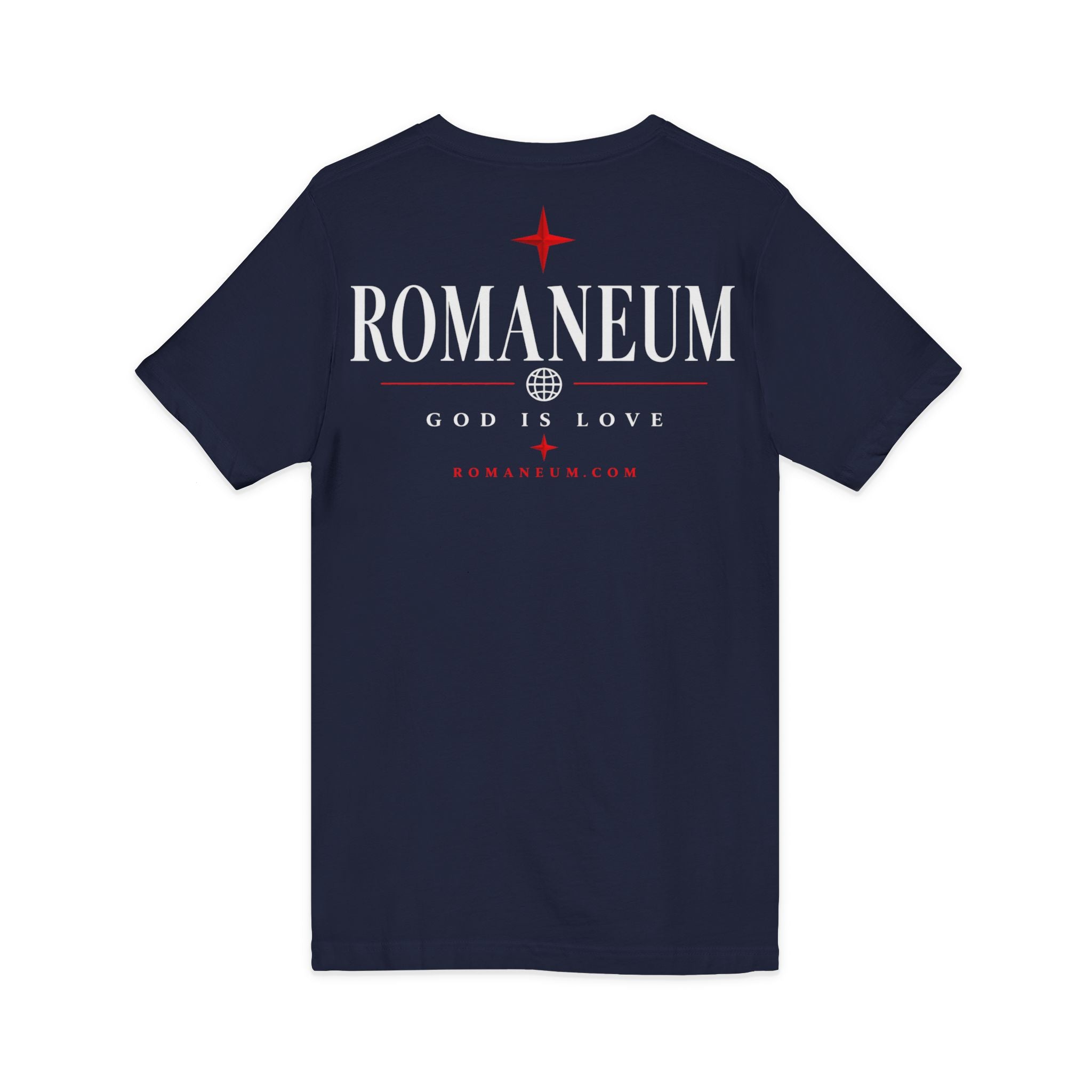 Romaneum "Amor/Roma" V-Neck Tee — God Is Love Christian Graphic Shirt