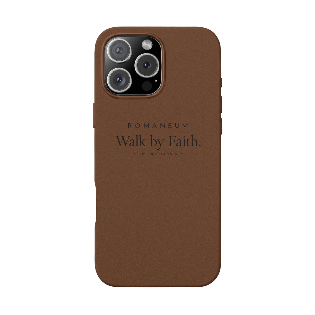 Engraved PU Leather Phone Case — ‘Walk by Faith’