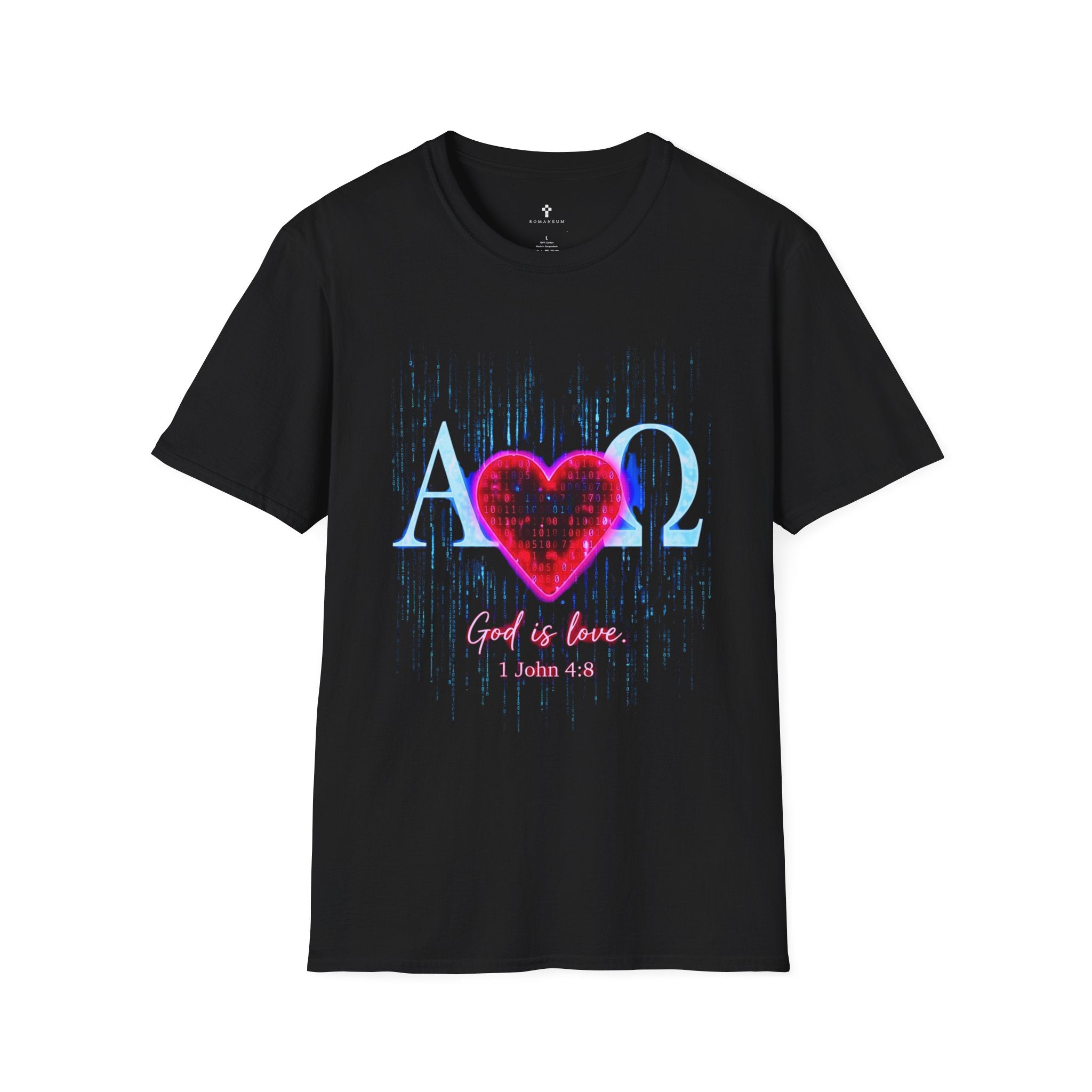Alpha Omega Heart T-Shirt | Christian Scripture John 3:16 Design