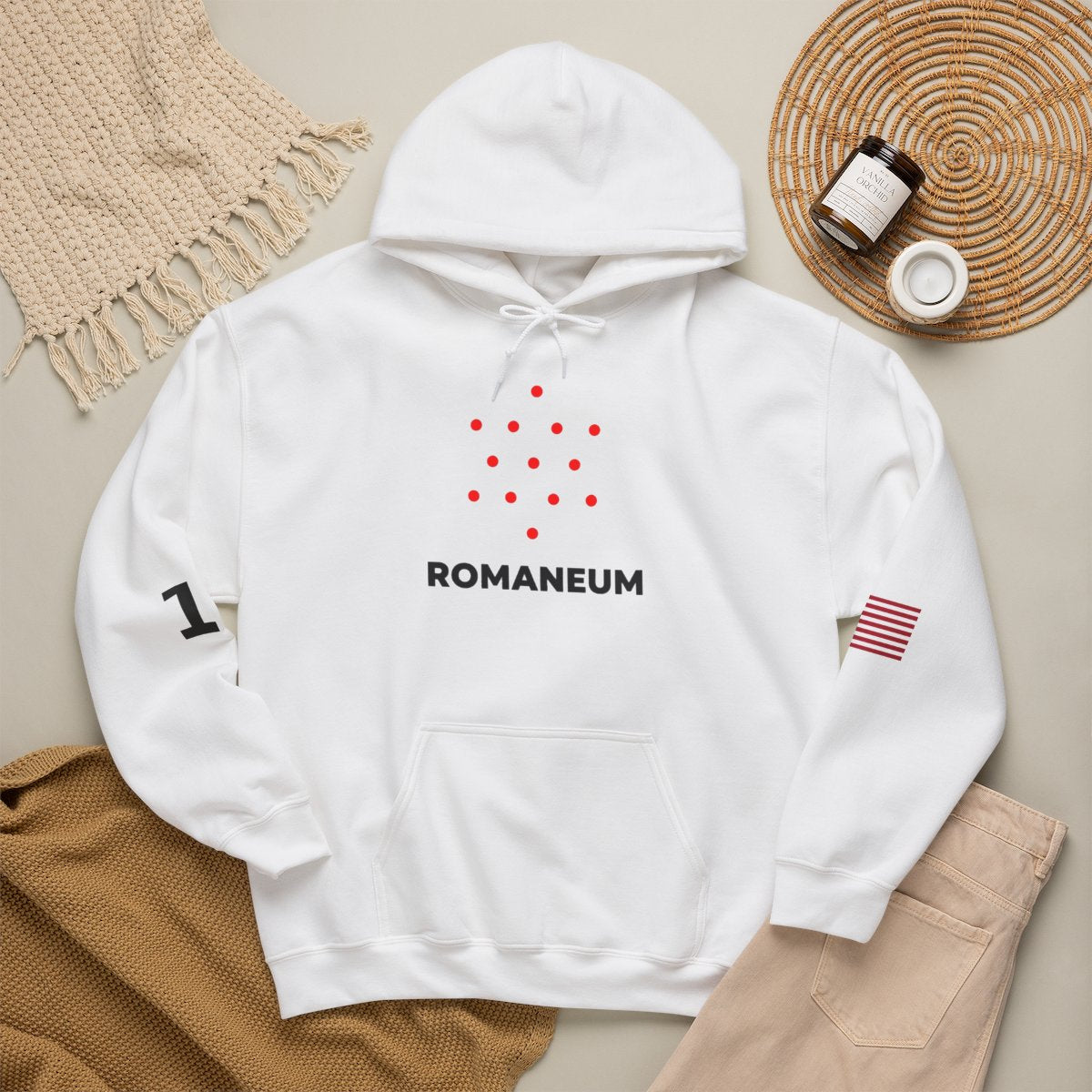 Romaneum Four-Direction Heavy Blend Hoodie | Flag & 13