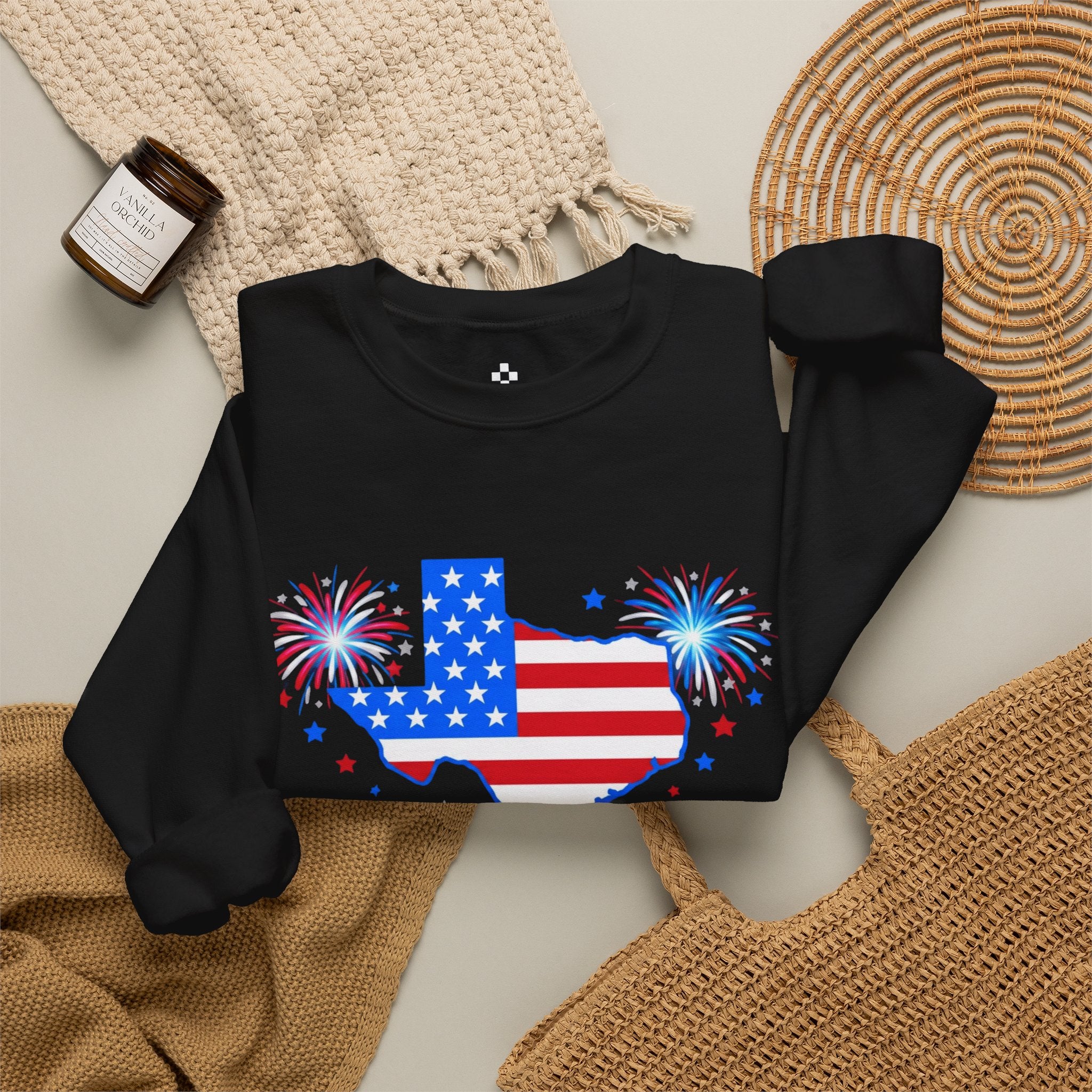 Romaneum God Bless America Flag Heart sweatshirt | Patriotic 4th of July crewneck