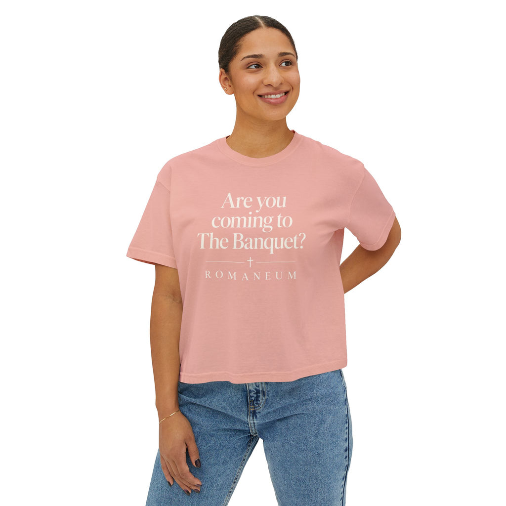 Are You Coming to The Banquet? Boxy Tee — Romaneum Christian Graphic Shirt