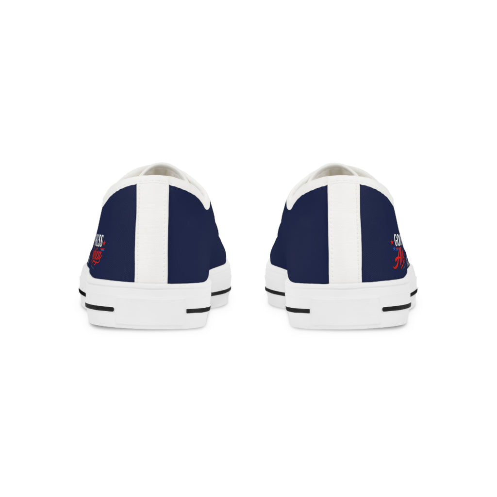 Patriotic Eagle Low Top Sneakers – God Bless America Men’s Canvas Shoes
