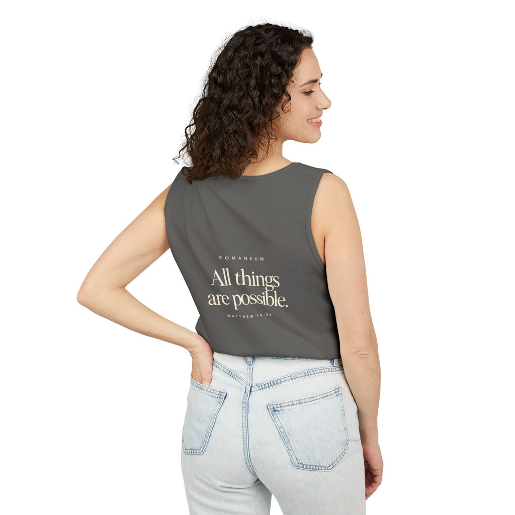 RomaneumTank Top — "With God all things are possible" (Matthew 19:26)