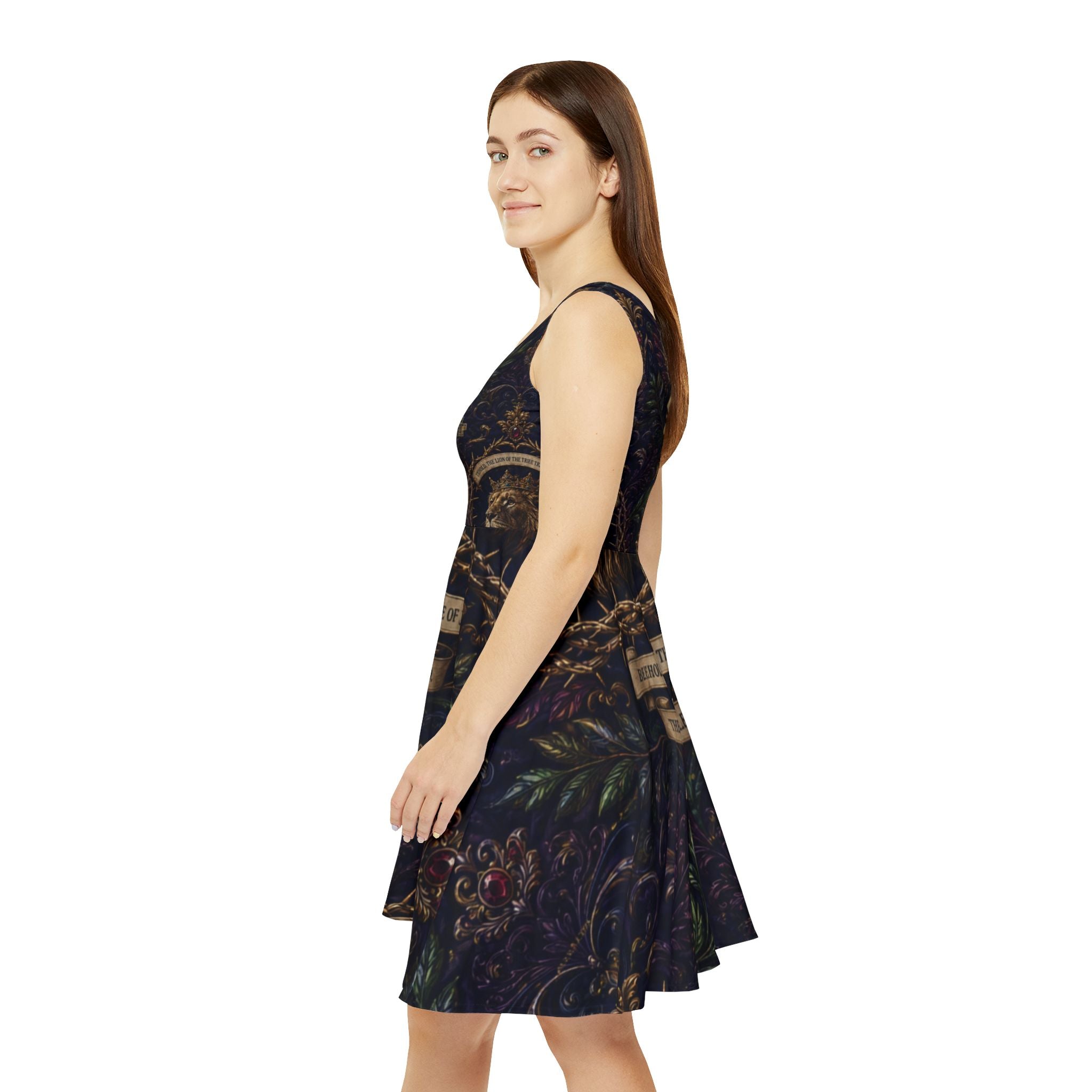 Baroque Floral Skater Dress — Vintage Dark Garden Print