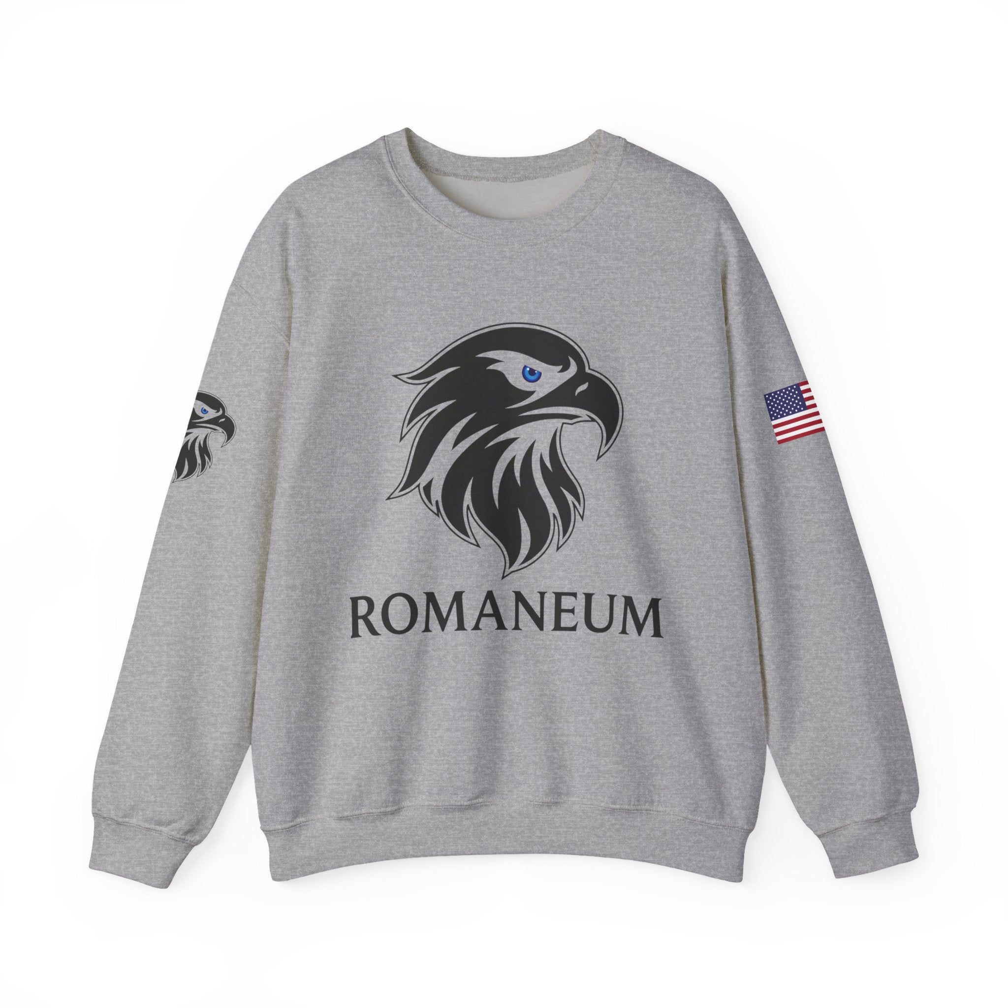 Romaneum eagle crest Crewneck sweatshirt | Romaneum logo, American flag sleeve
