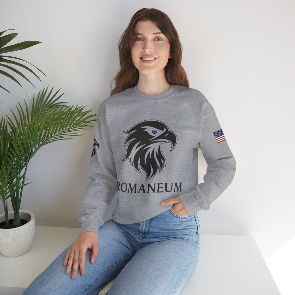 Romaneum eagle crest Crewneck sweatshirt | Romaneum logo, American flag sleeve