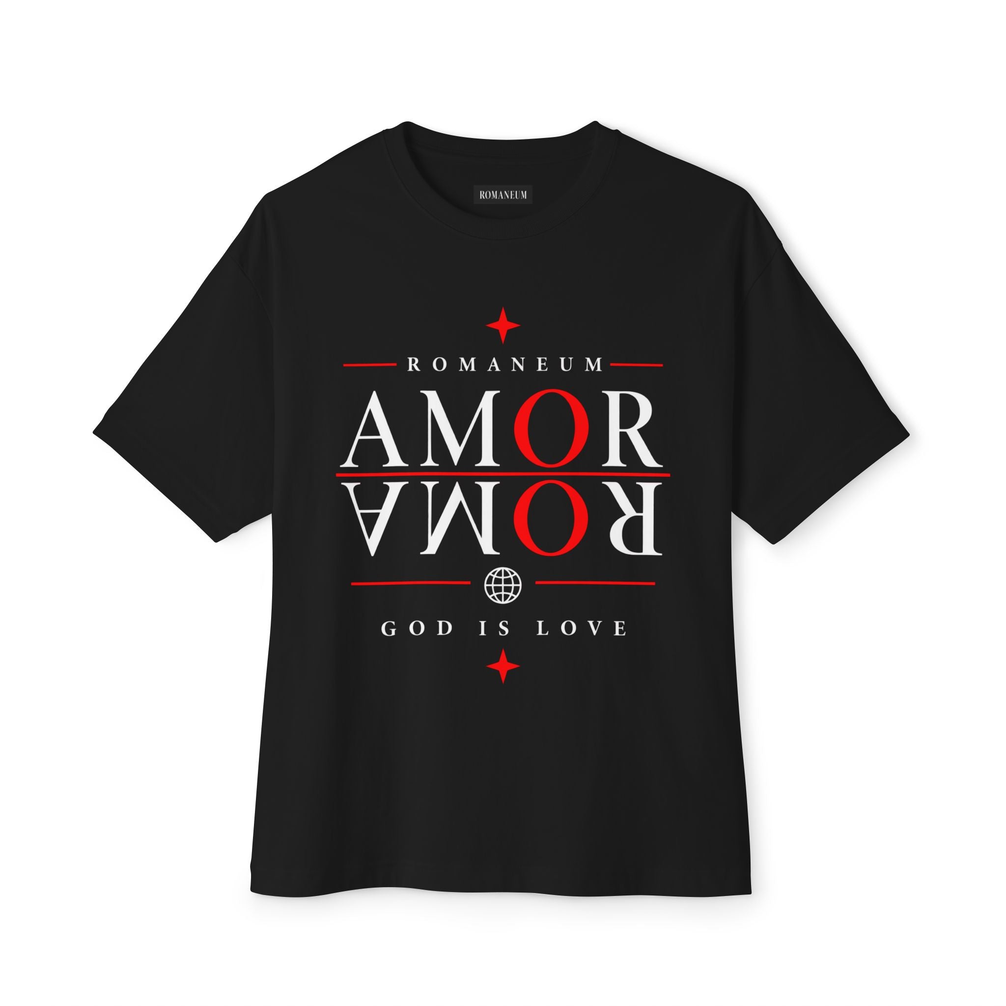 Amor Romanum Tee — 'Amor' Mirrored Graphic Boxy T‑Shirt