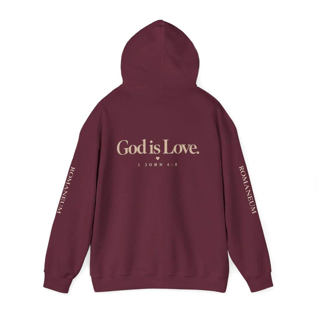Romaneum Hoodie — "God is Love" Faith Pullover (To Live Is Christ)