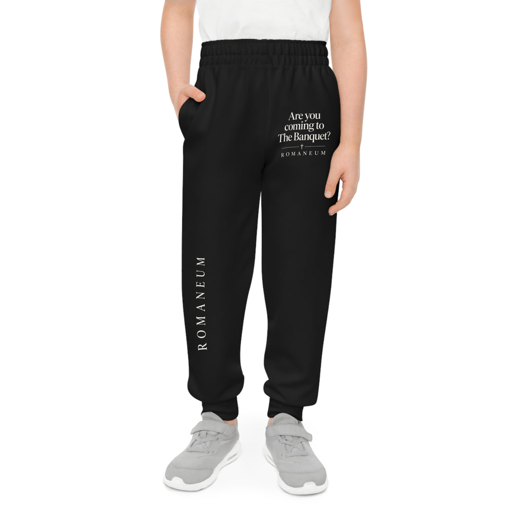 Youth Joggers — 'Are you coming to the banquet?' Black Graphic Sweatpants
