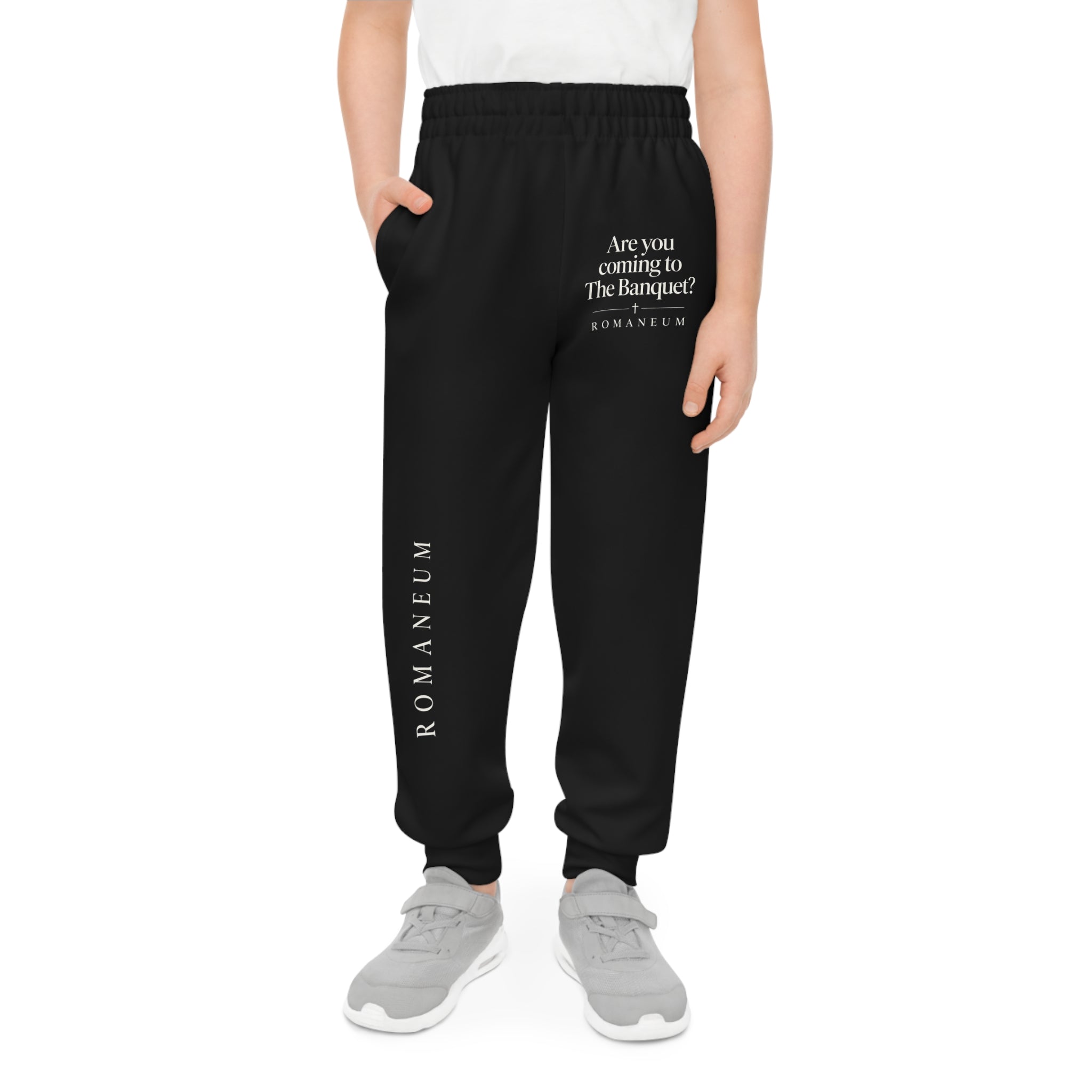 Youth Joggers — 'Are you coming to the banquet?' Black Graphic Sweatpants
