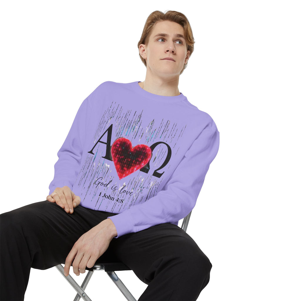 Alpha Omega Heart design sweatshirt | God is Love 1 John 4:8 RomanEum