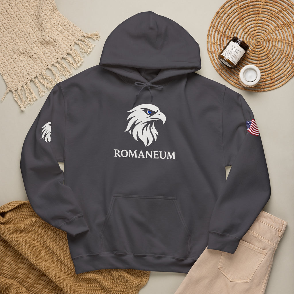 Romaneum Eagle Logo Hoodie | Romaneum School Crest, Patriotic Sleeve Design