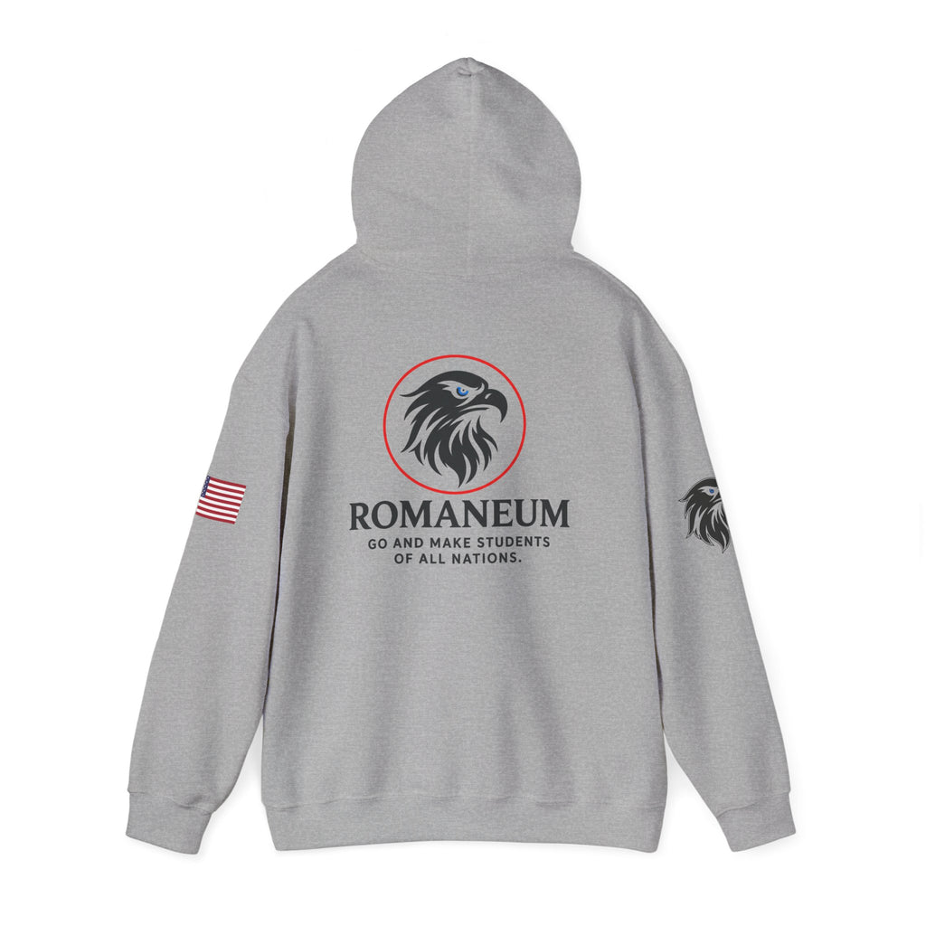 Romaneum Eagle Logo Hoodie | Romaneum School Crest, Patriotic Sleeve Design