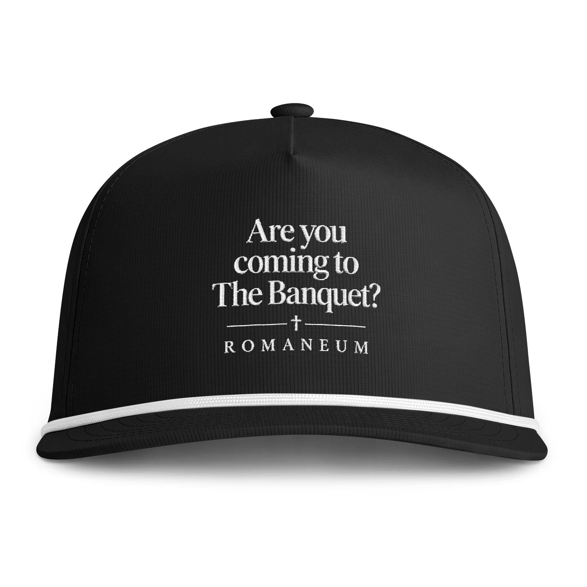 Rope Cap — 'Are You Coming to The Banquet? ROMANFEUN' Embroidered Trucker Hat