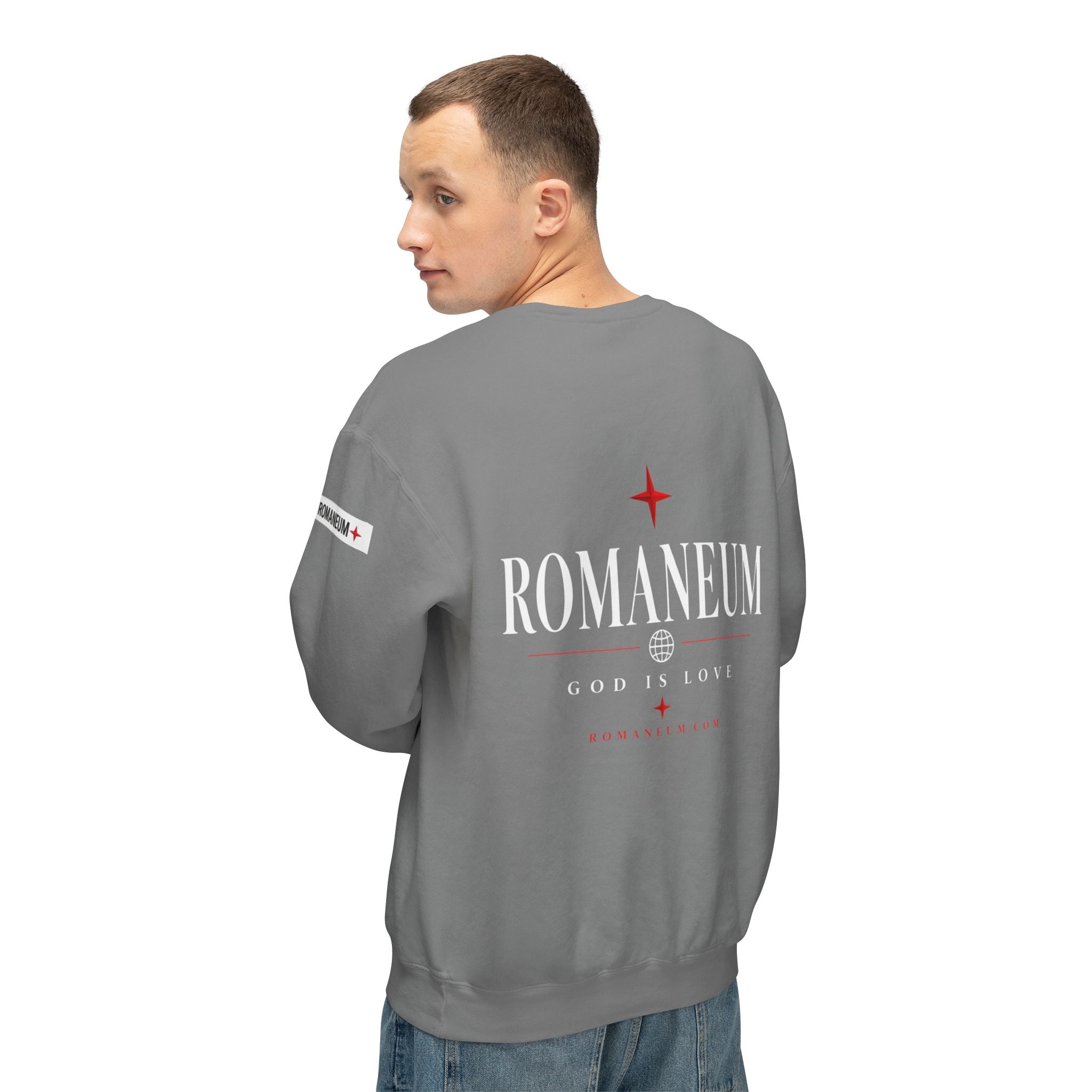 Romaneum Amor Crewneck Sweatshirt — God Is Love Graphic