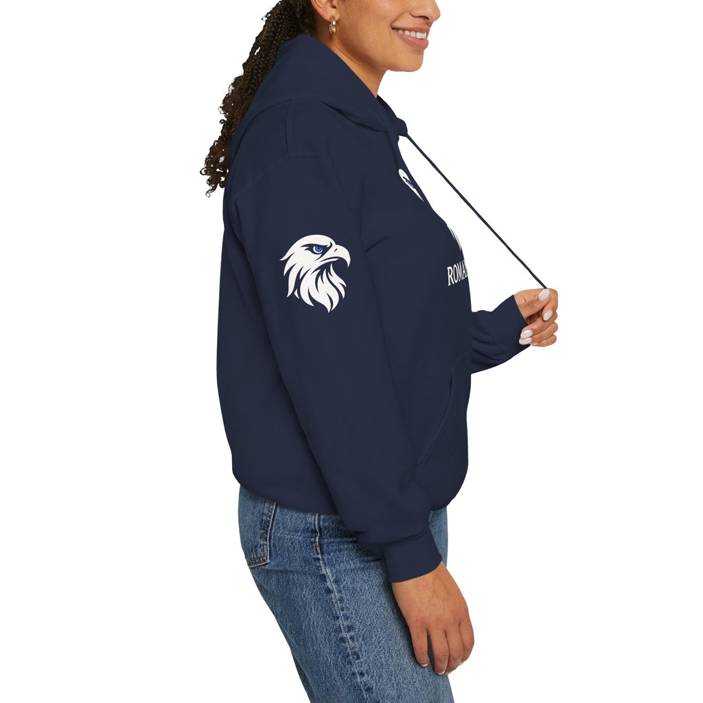 Romaneum Eagle Logo Hoodie | Romaneum School Crest, Patriotic Sleeve Design