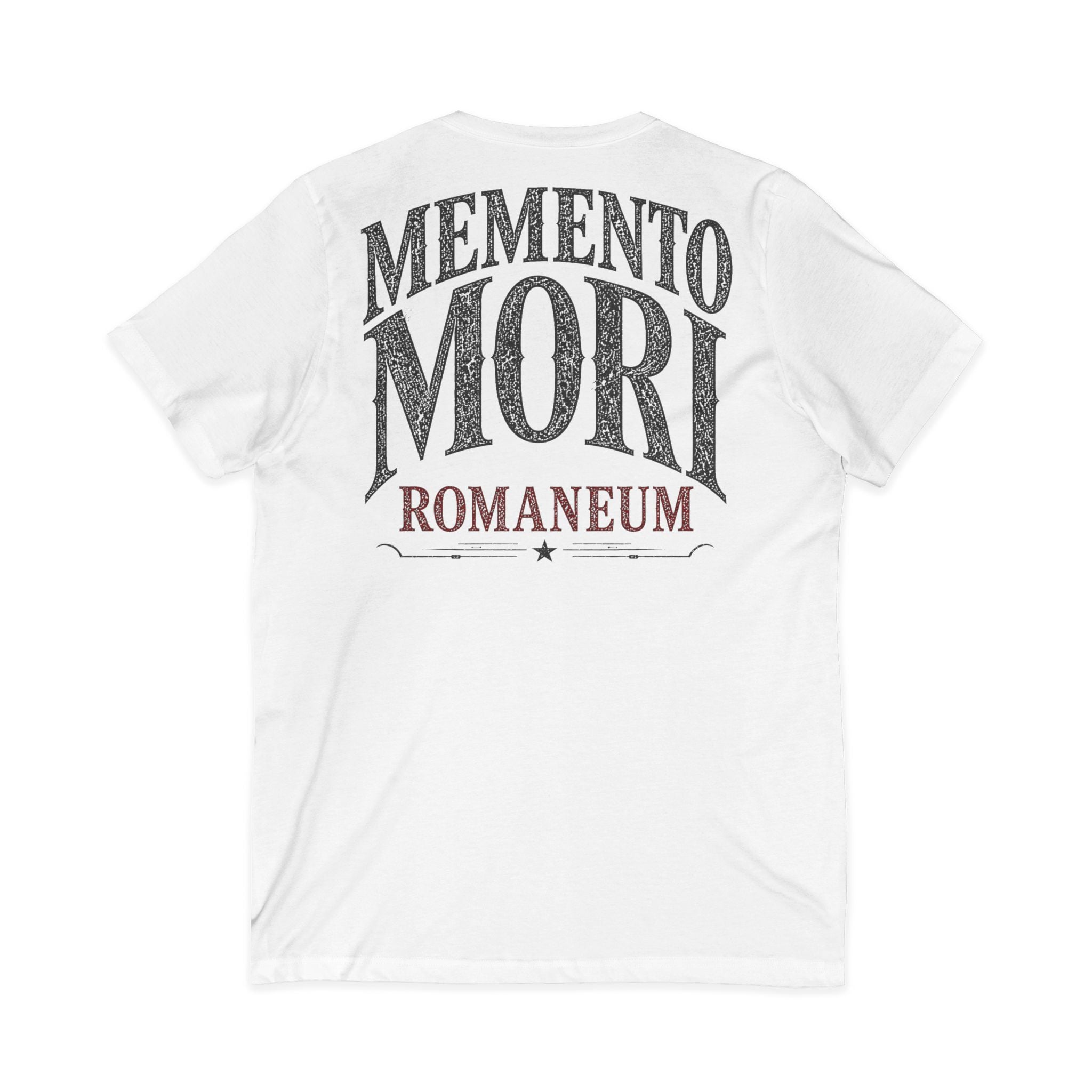 Memento Mori V-Neck Tee — Romaneum Skull Graphic Shirt