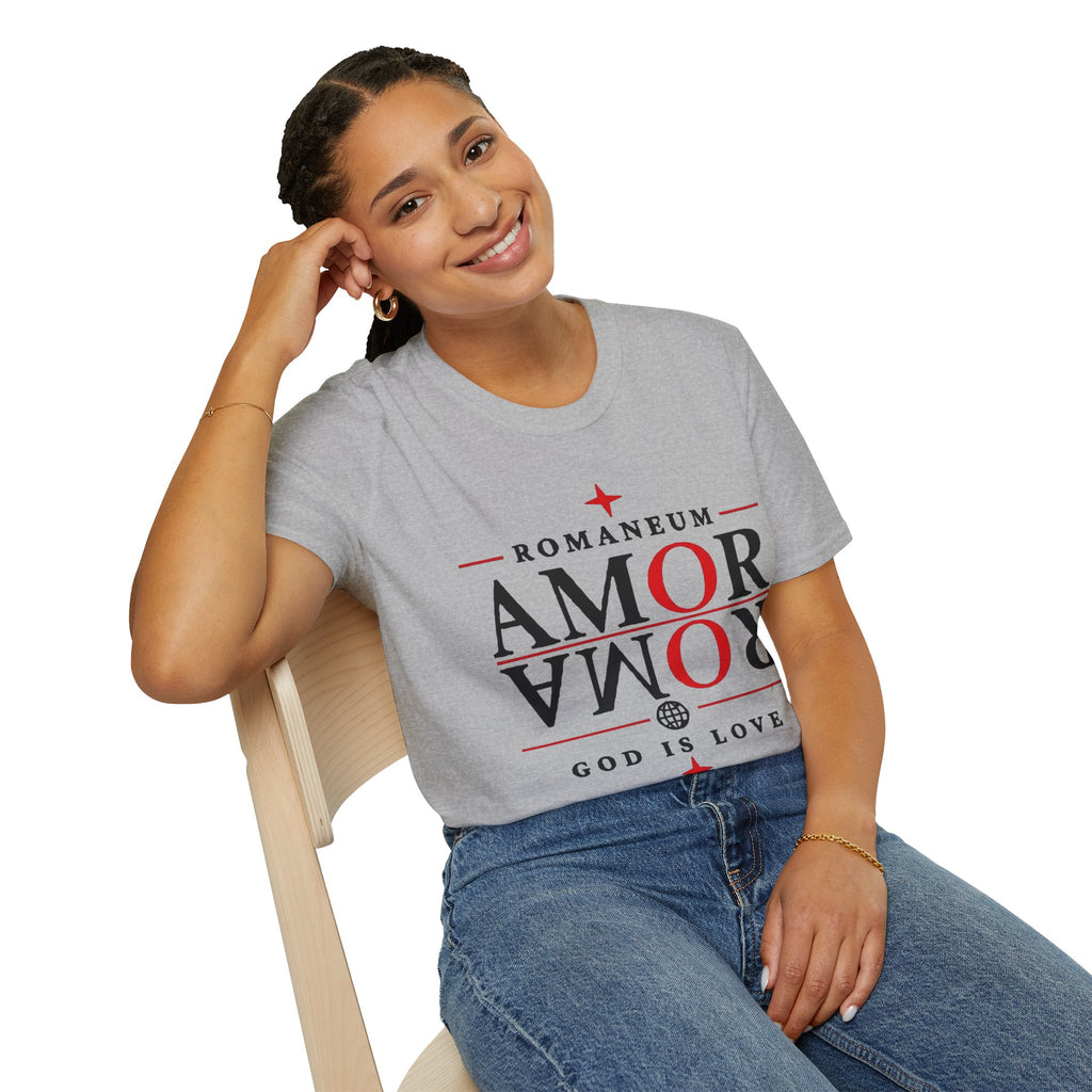 Amor/Roma 'ROMANEUM' Graphic T‑Shirt — 'AMOR' Reflection Design (God Is Love)