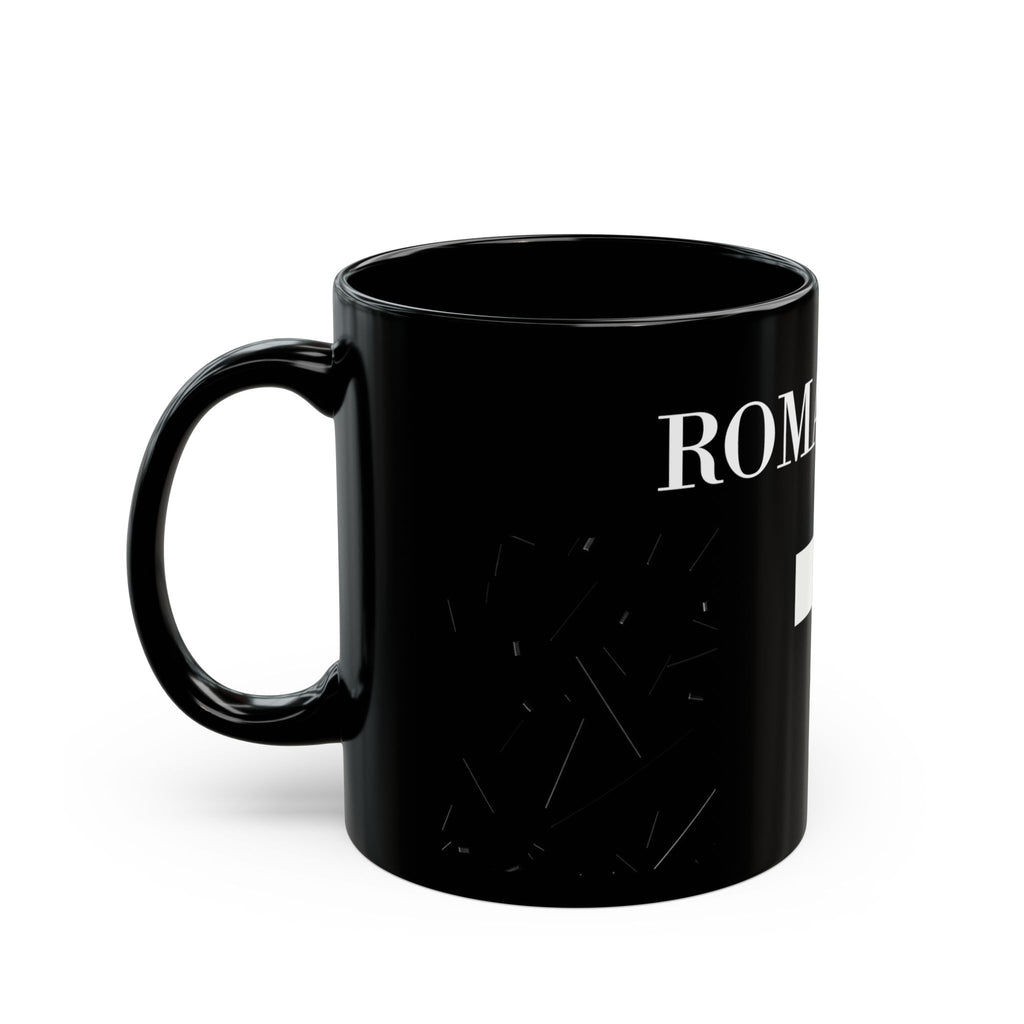 Romaneum Black Mug — Gothic Cross Coffee Cup (11oz & 15oz)