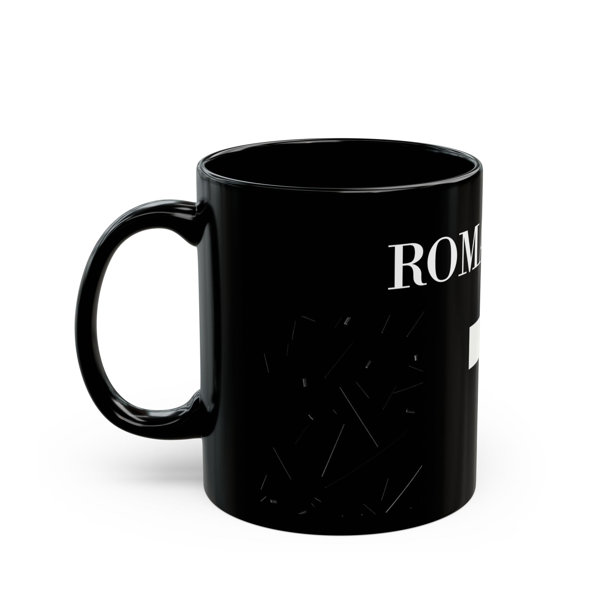 Romaneum Black Mug — Gothic Cross Coffee Cup (11oz & 15oz)