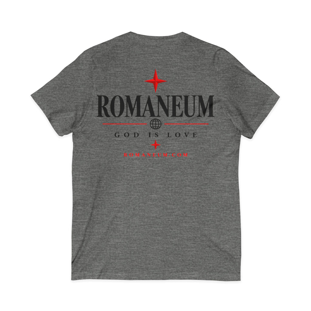 Romaneum "Amor/Roma" V-Neck Tee — God Is Love Christian Graphic Shirt