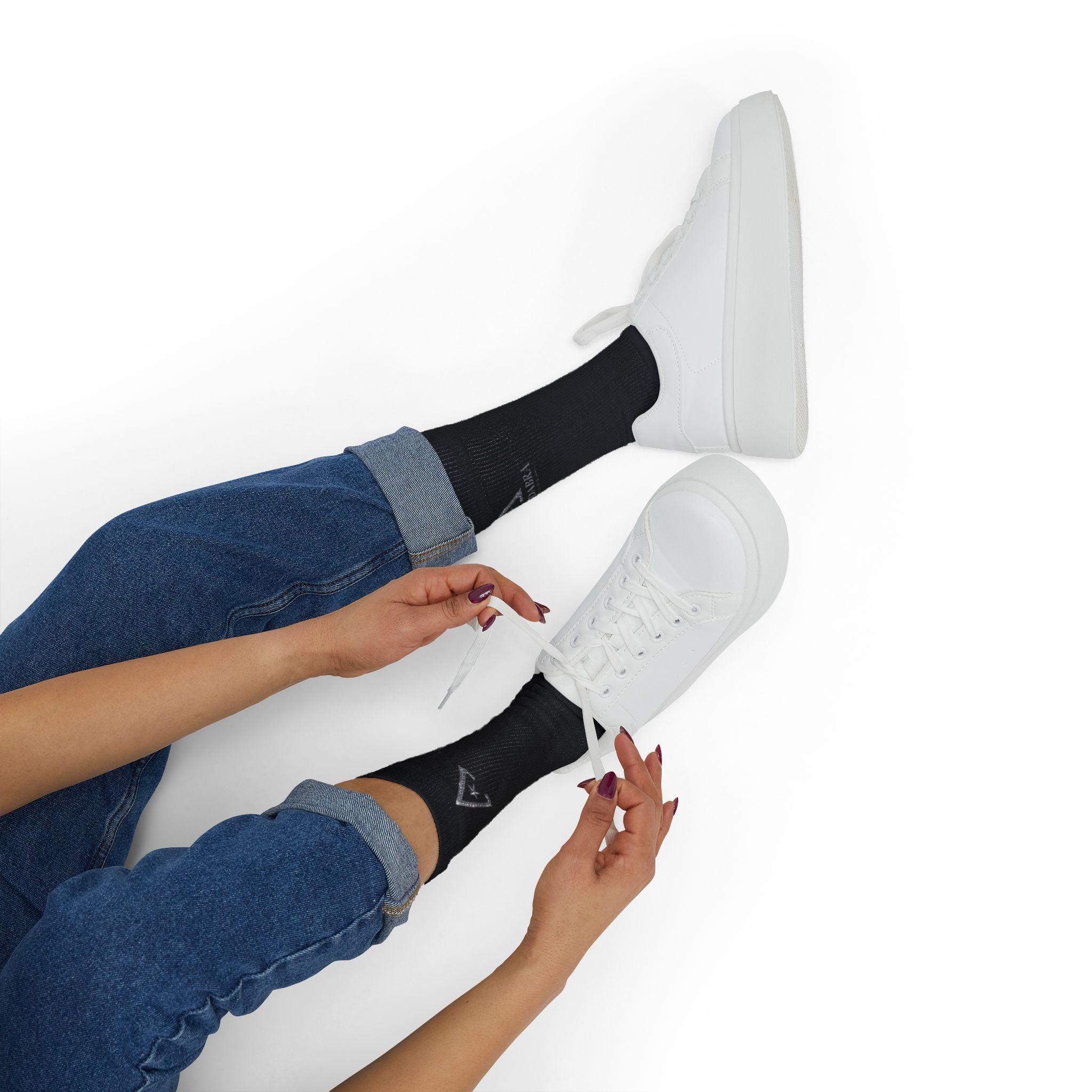 Black Sublimation Crew Socks with Abracadabra Logo — Magic-Themed Novelty Socks