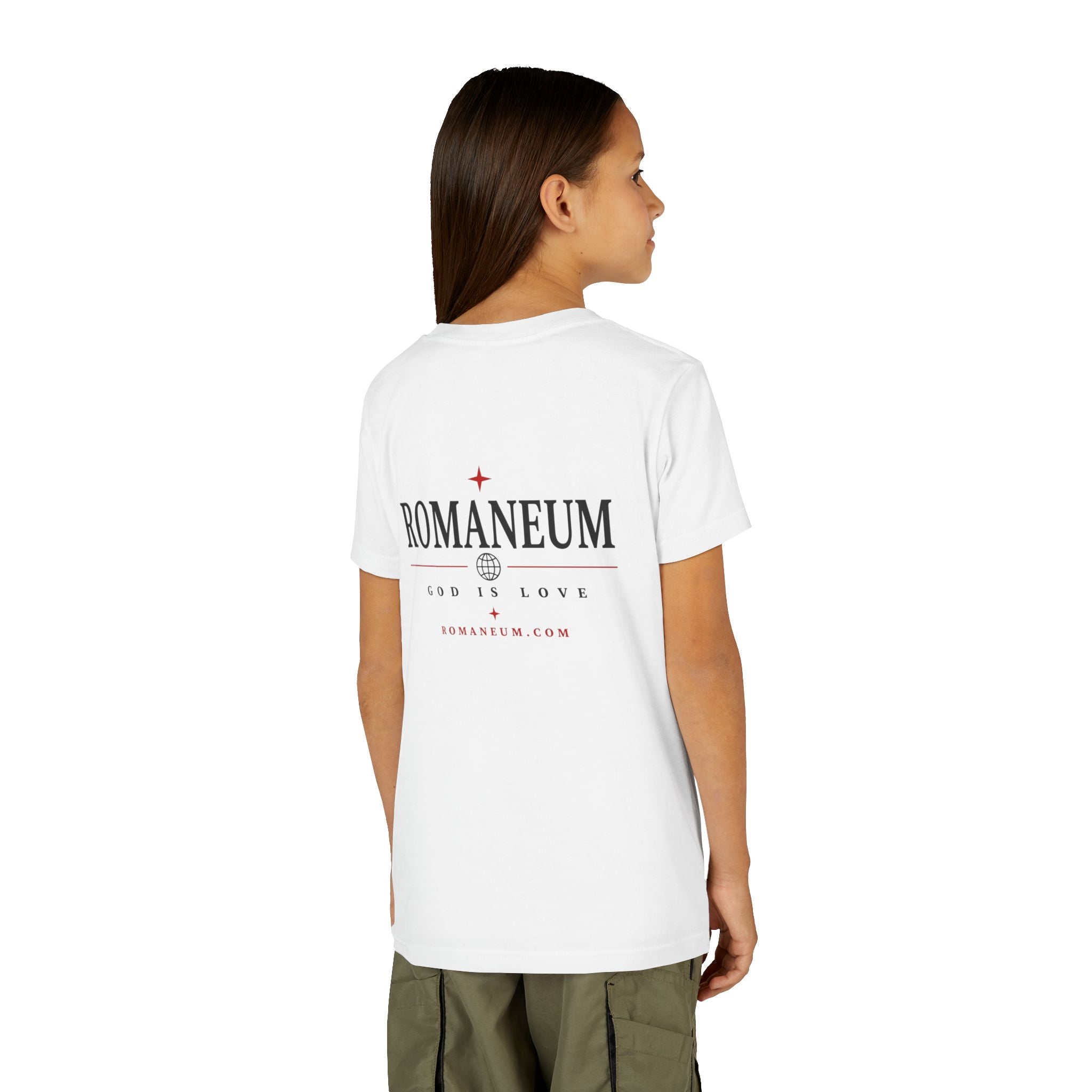 Youth Tee — ROMANEUM “AMOR / ROMA” God Is Love Graphic