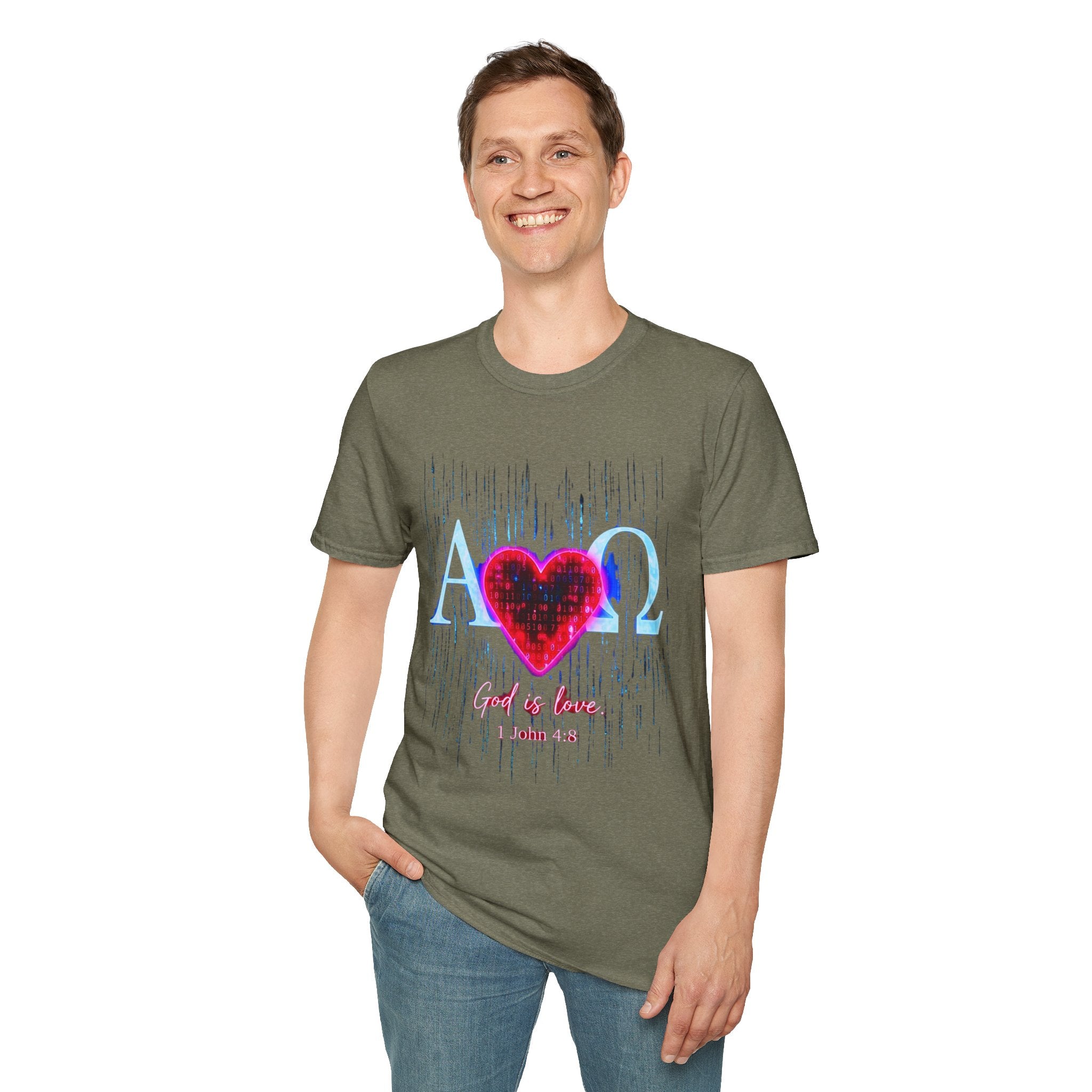 Alpha Omega Heart T-Shirt | Christian Scripture John 3:16 Design