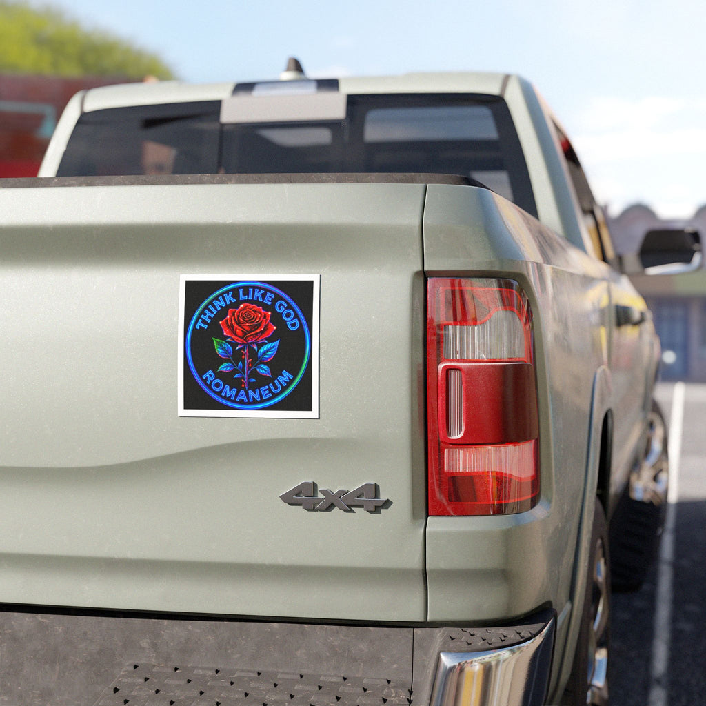Car Magnet — "Think Like God" Rose Romanéum Neon Design