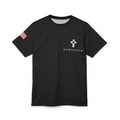 Black Checkered 'ROMANEUM' Logo Tee — All-Over Print Cut & Sew Shirt