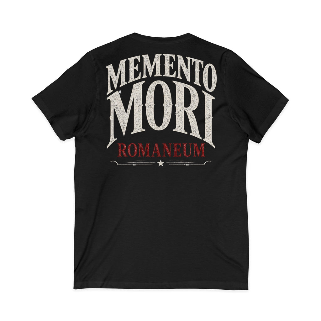 Memento Mori V-Neck Tee — Romaneum Skull Graphic Shirt