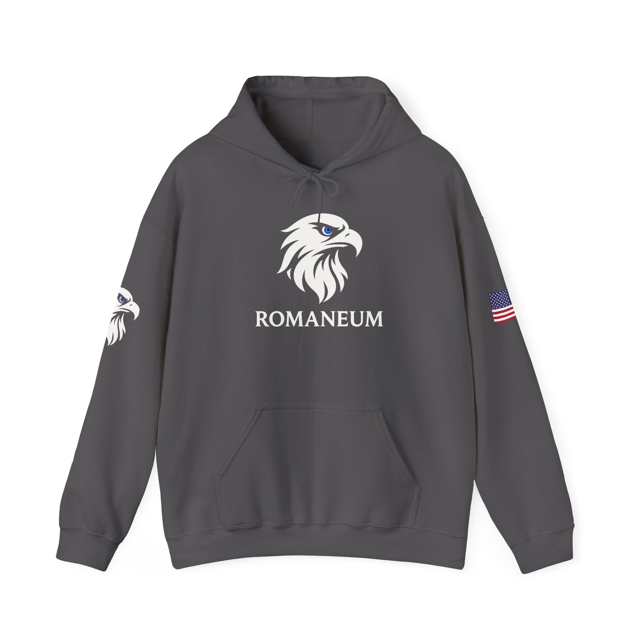 Romaneum Eagle Logo Hoodie | Romaneum School Crest, Patriotic Sleeve Design