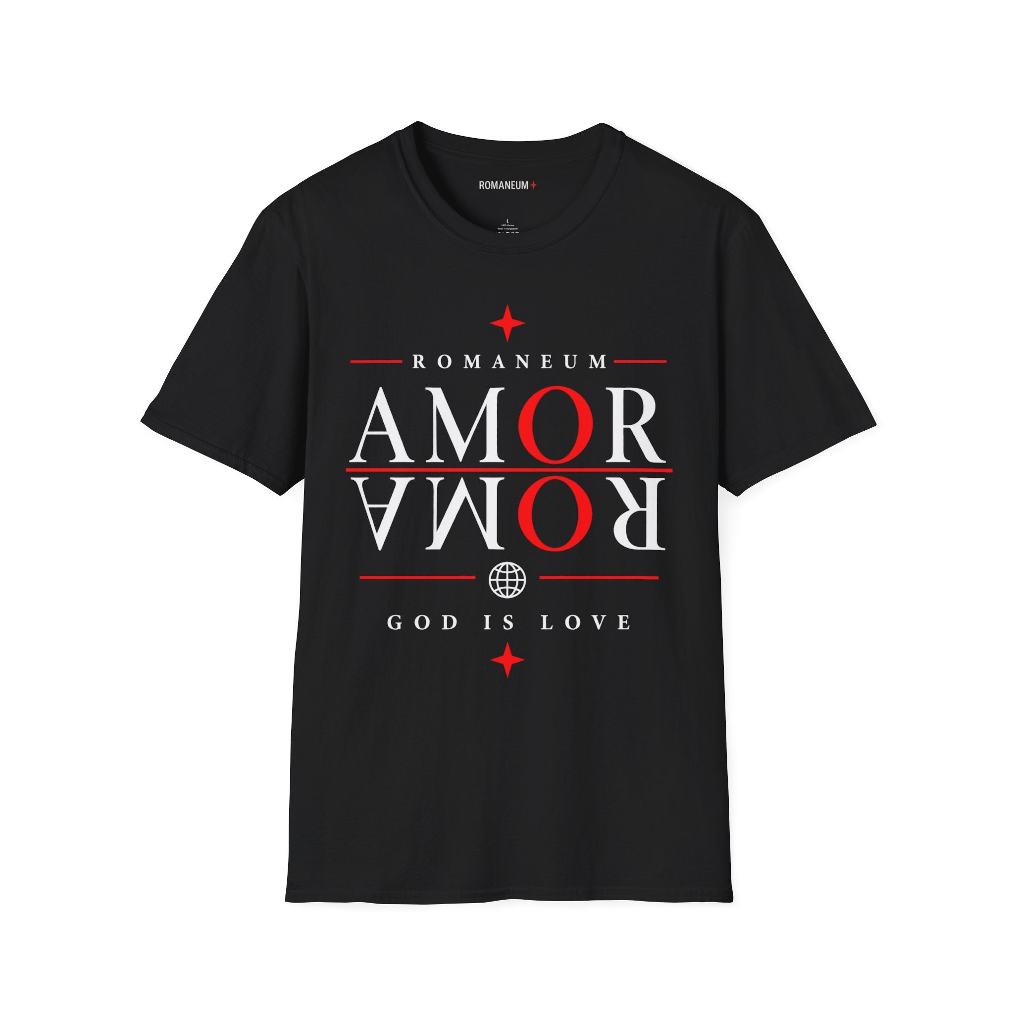 Amor/Roma 'ROMANEUM' Graphic T‑Shirt — 'AMOR' Reflection Design (God Is Love)