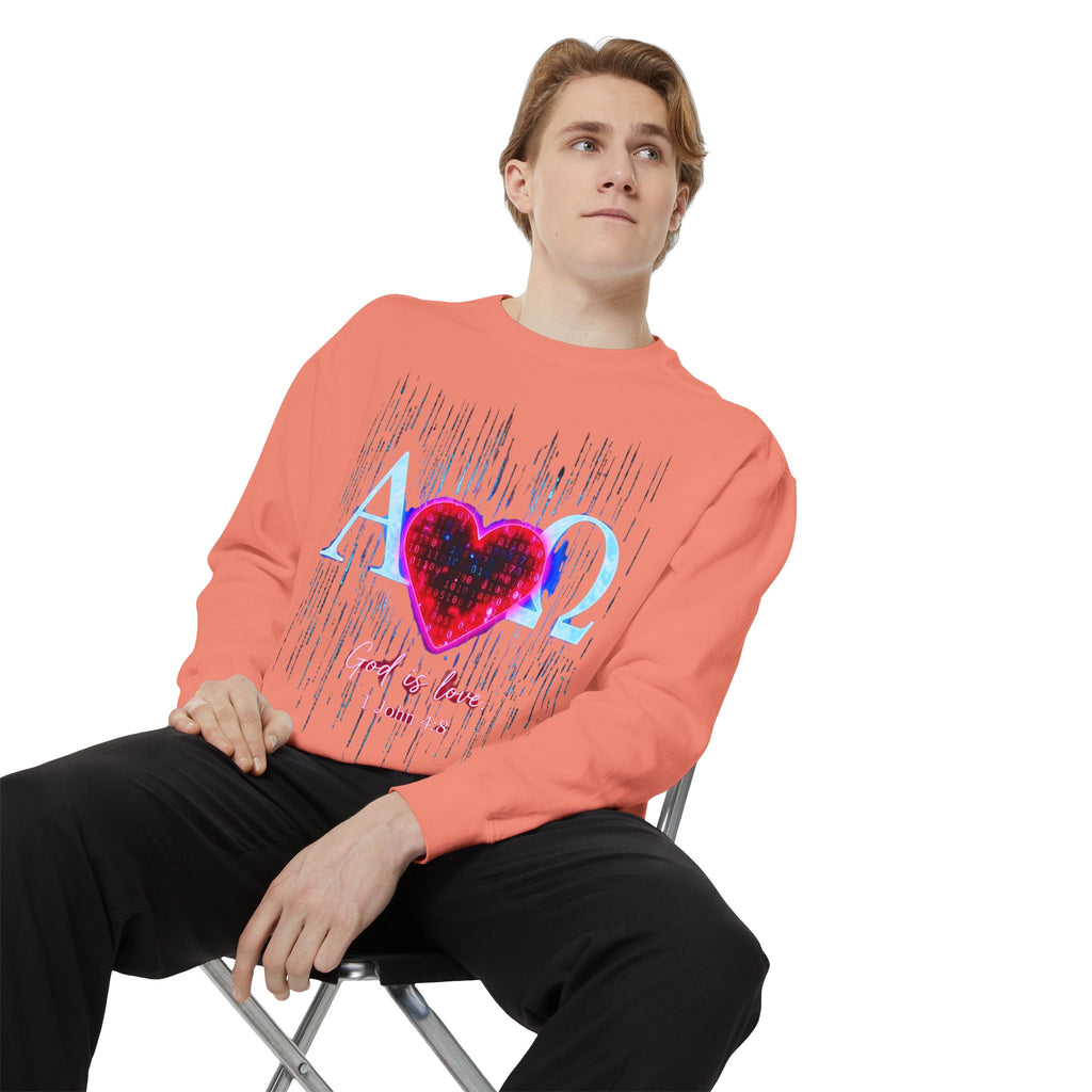 Alpha Omega Heart design sweatshirt | God is Love 1 John 4:8 RomanEum