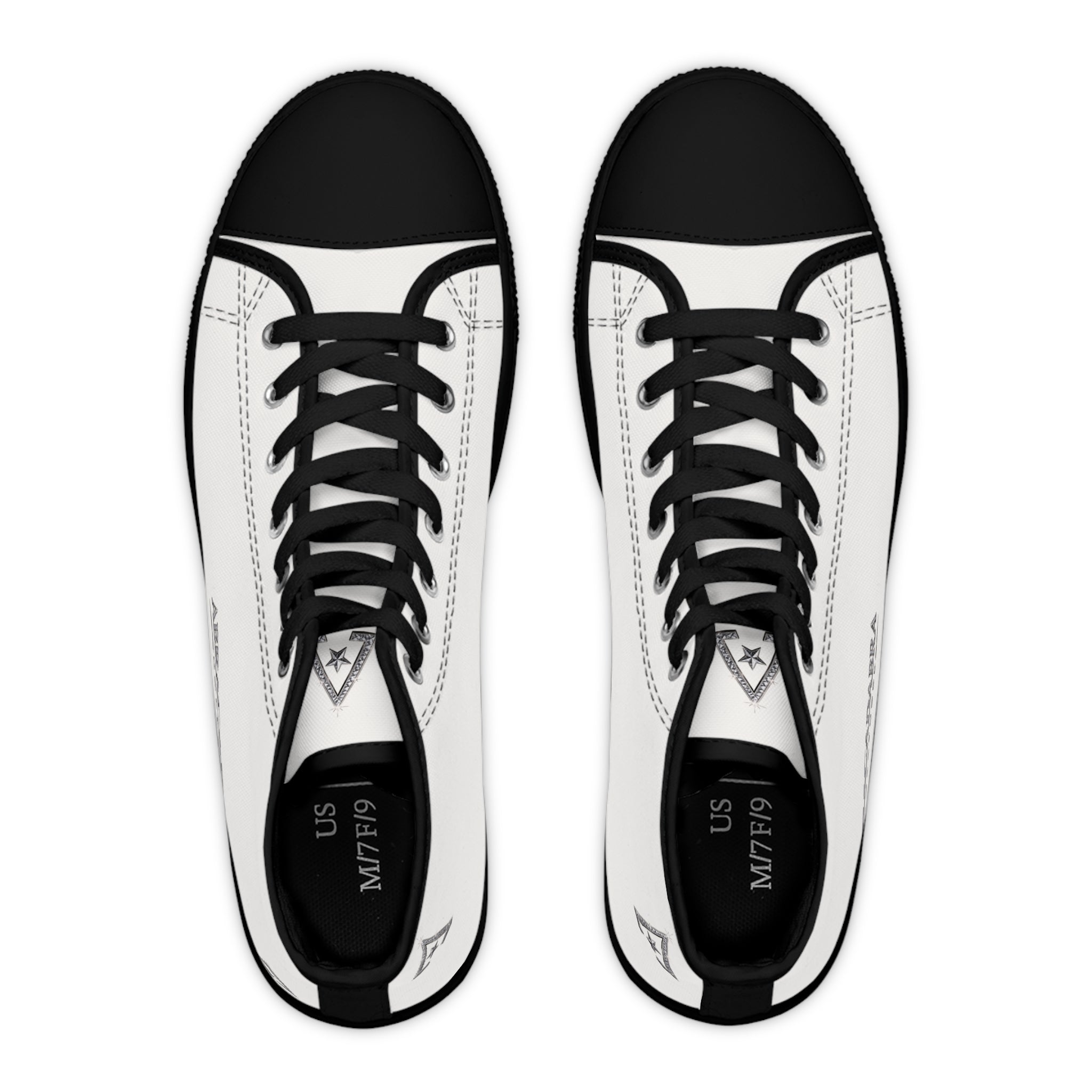 Women's High-Top Sneakers — Minimal White Canvas Shoes with Side Logo