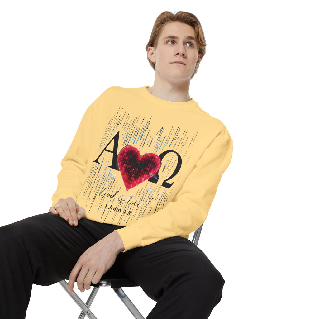 Alpha Omega Heart design sweatshirt | God is Love 1 John 4:8 RomanEum
