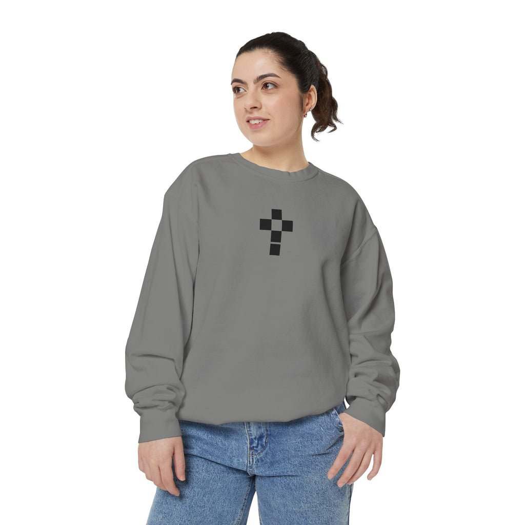 Romaneum Checkerboard Cross Sweatshirt | Minimal Religious Crewneck