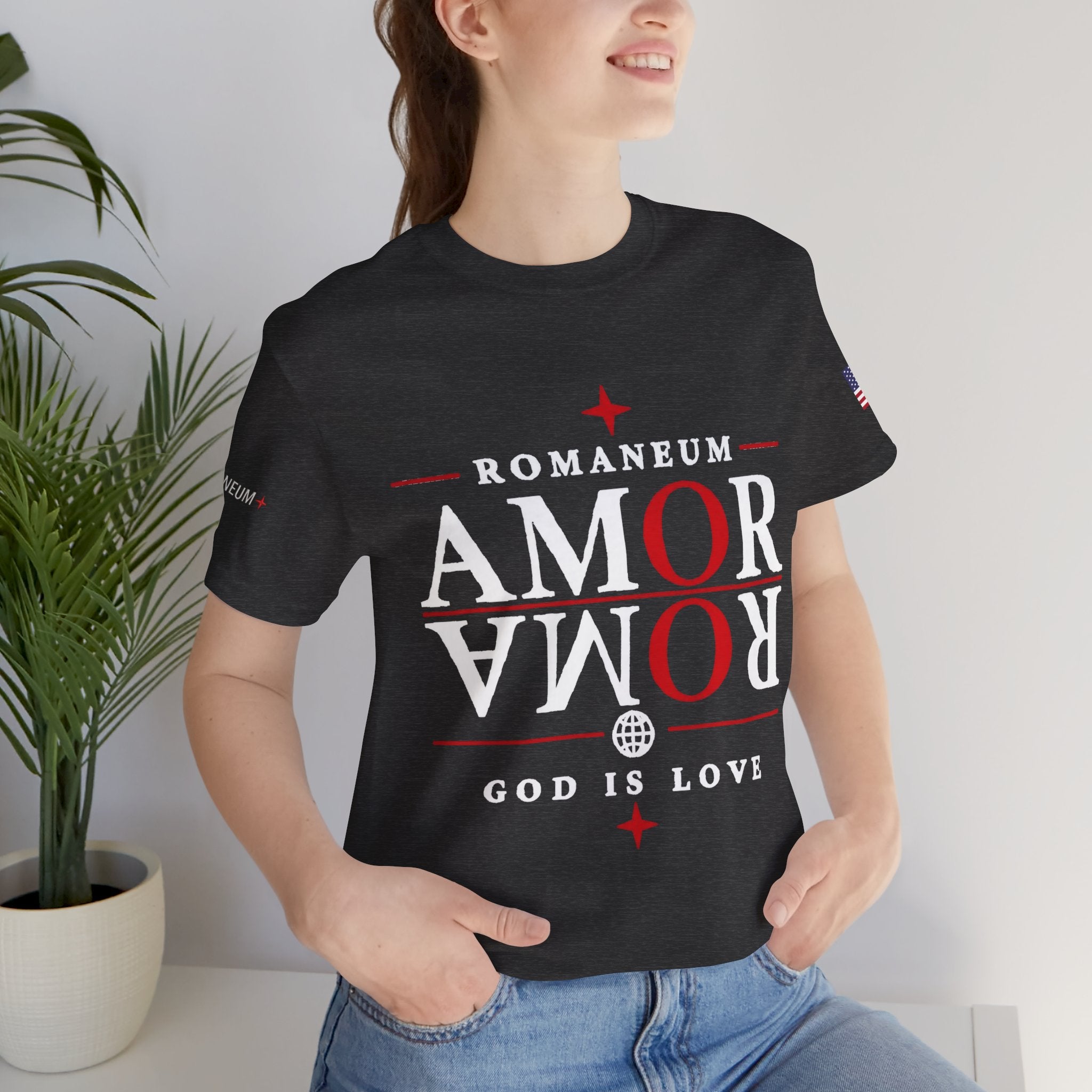 Romaneum 'AMOR/ROMA' God Is Love Graphic Tee