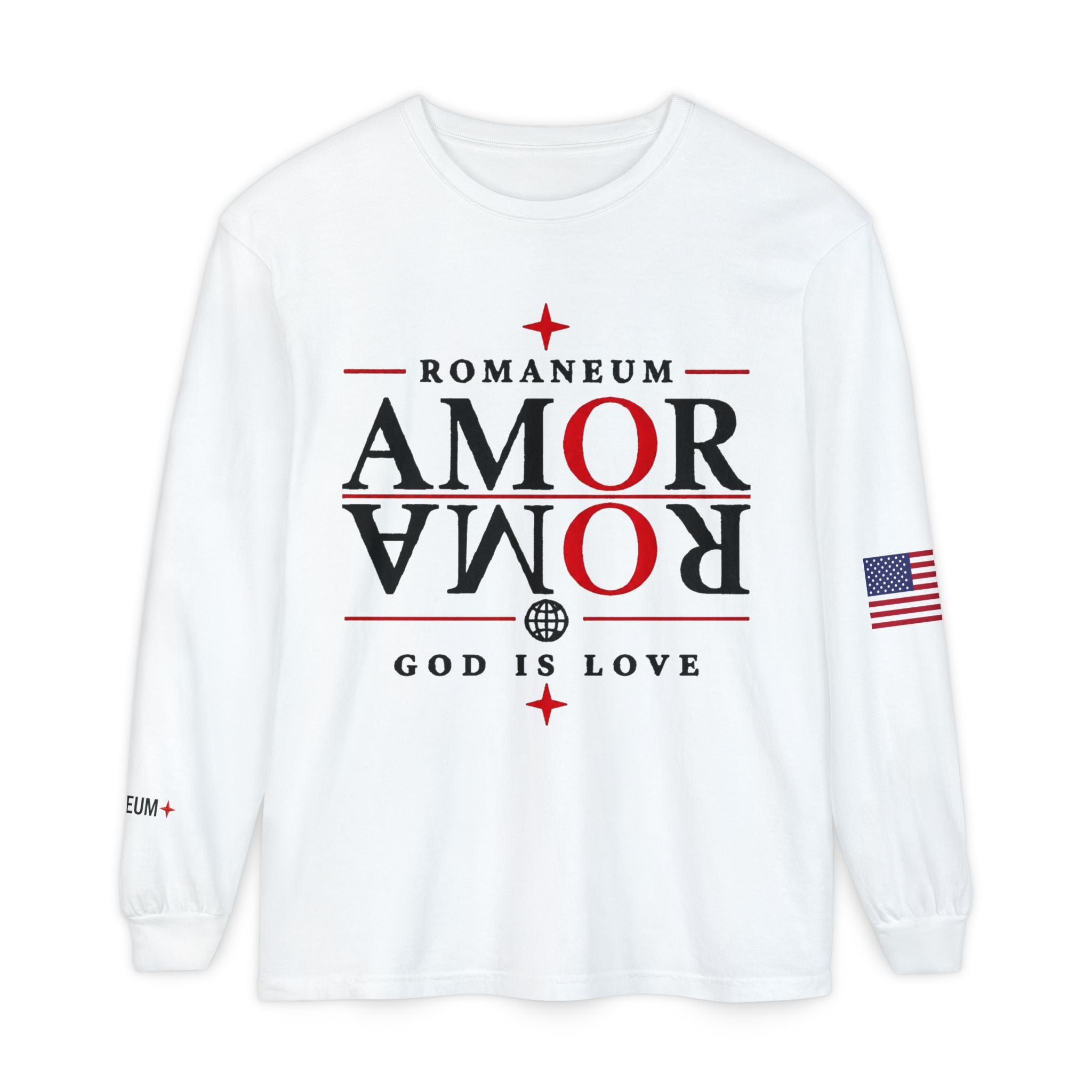 Romaneum "AMOR/ROMA" Long Sleeve Tee — God Is Love Graphic Shirt
