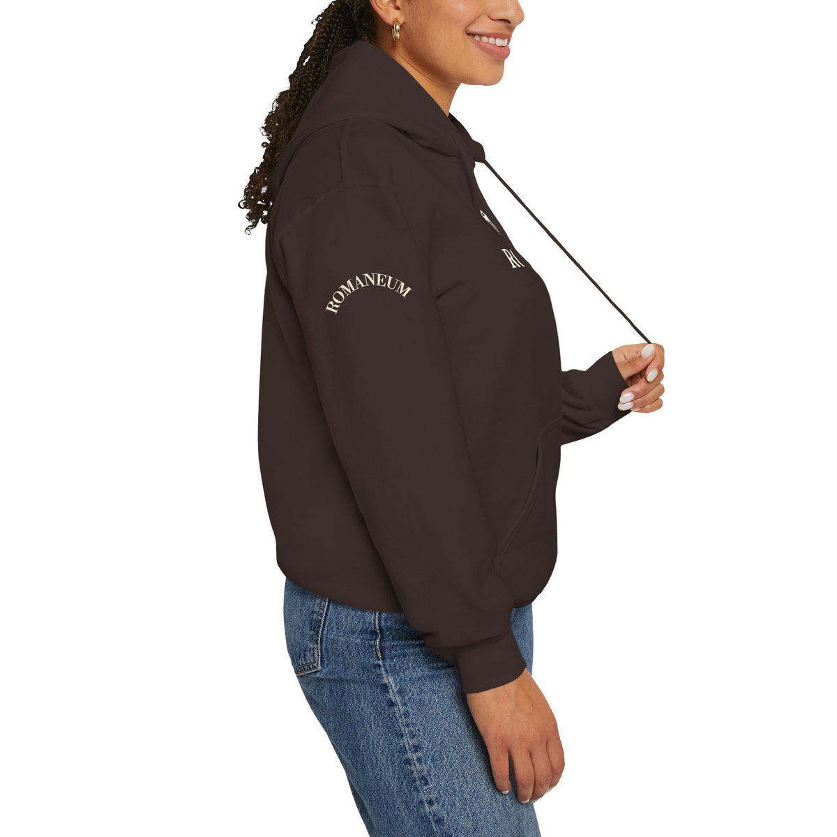 Romaneum Logo Hoodie – Classic Black Pullover with Roman Temple Design