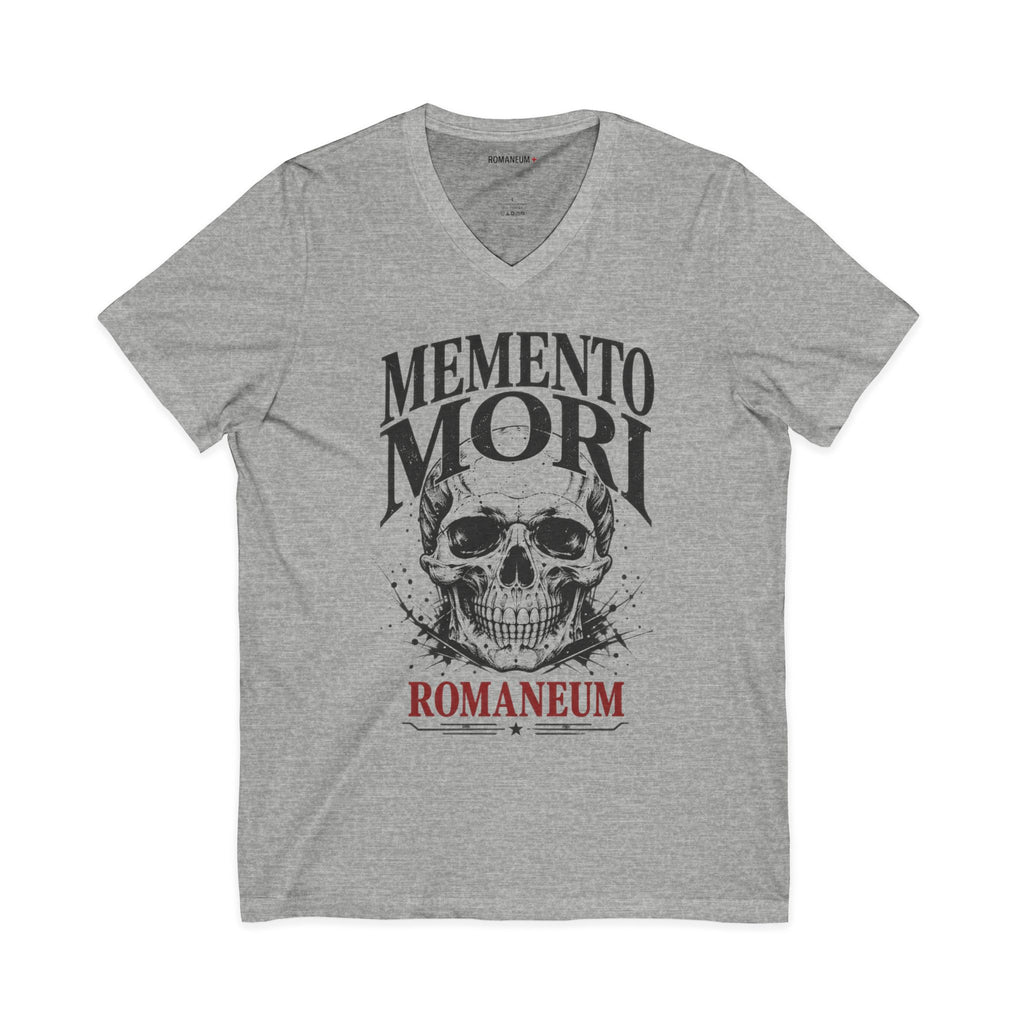 Memento Mori V-Neck Tee — Romaneum Skull Graphic Shirt
