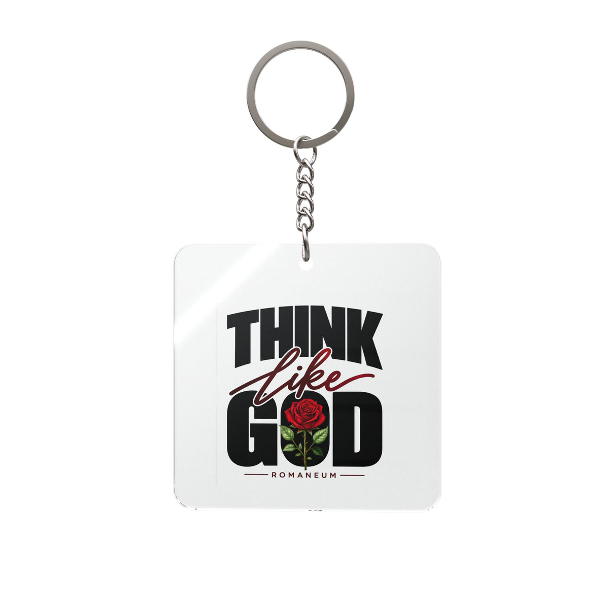 Think Like God Square Keychain