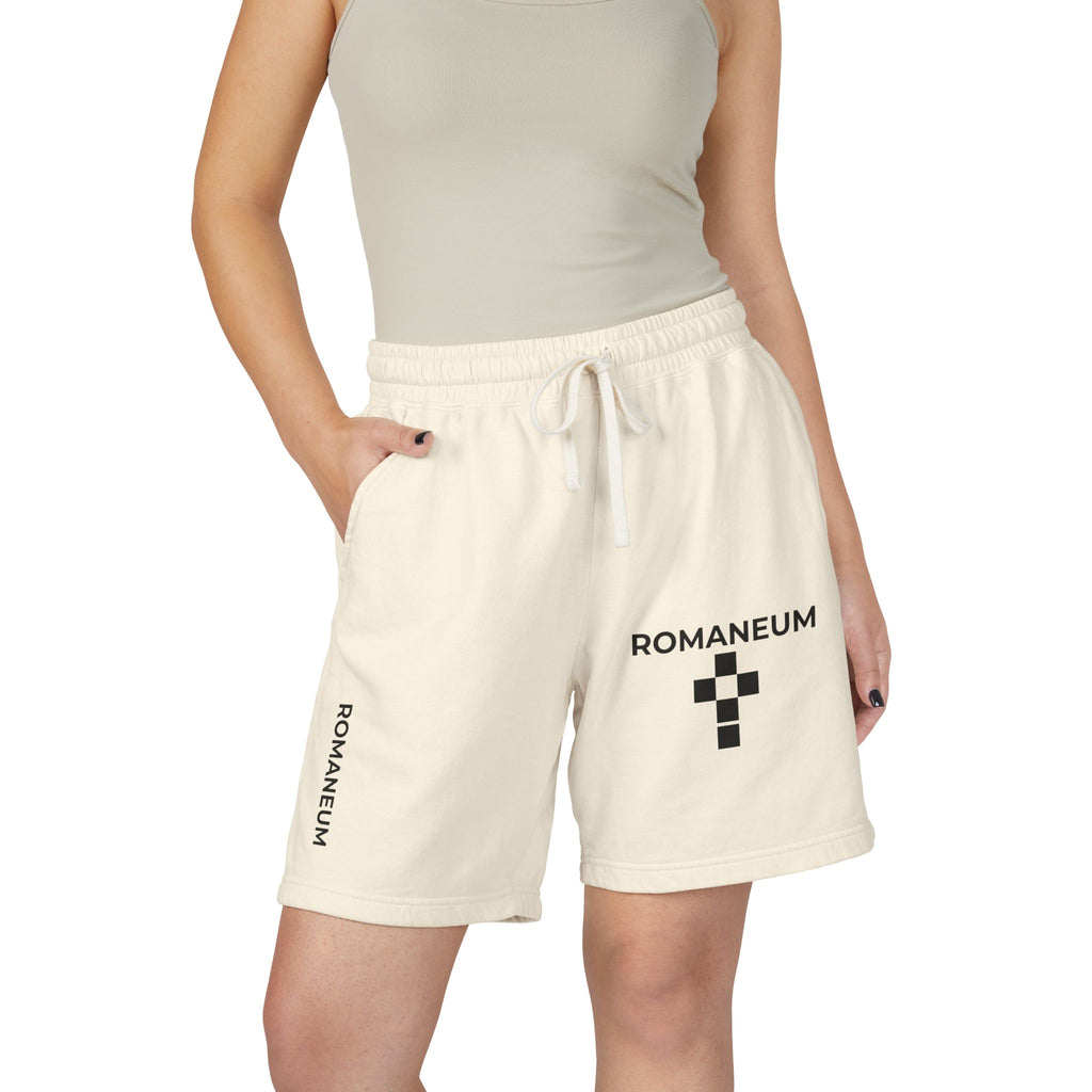 Romaneum Logo Sweat Shorts — Lightweight Fleece Casual Lounge Shorts