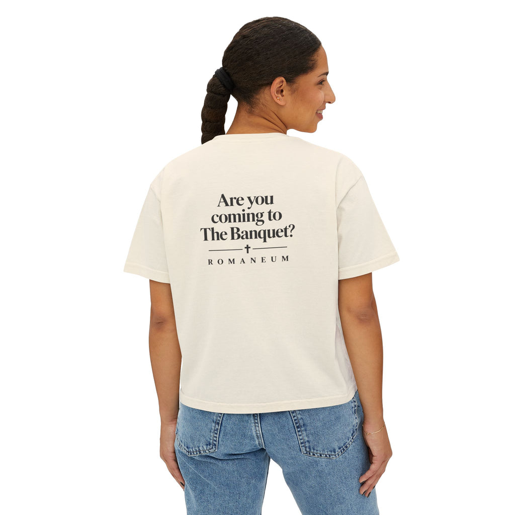 Are You Coming to The Banquet? Boxy Tee — Romaneum Christian Graphic Shirt