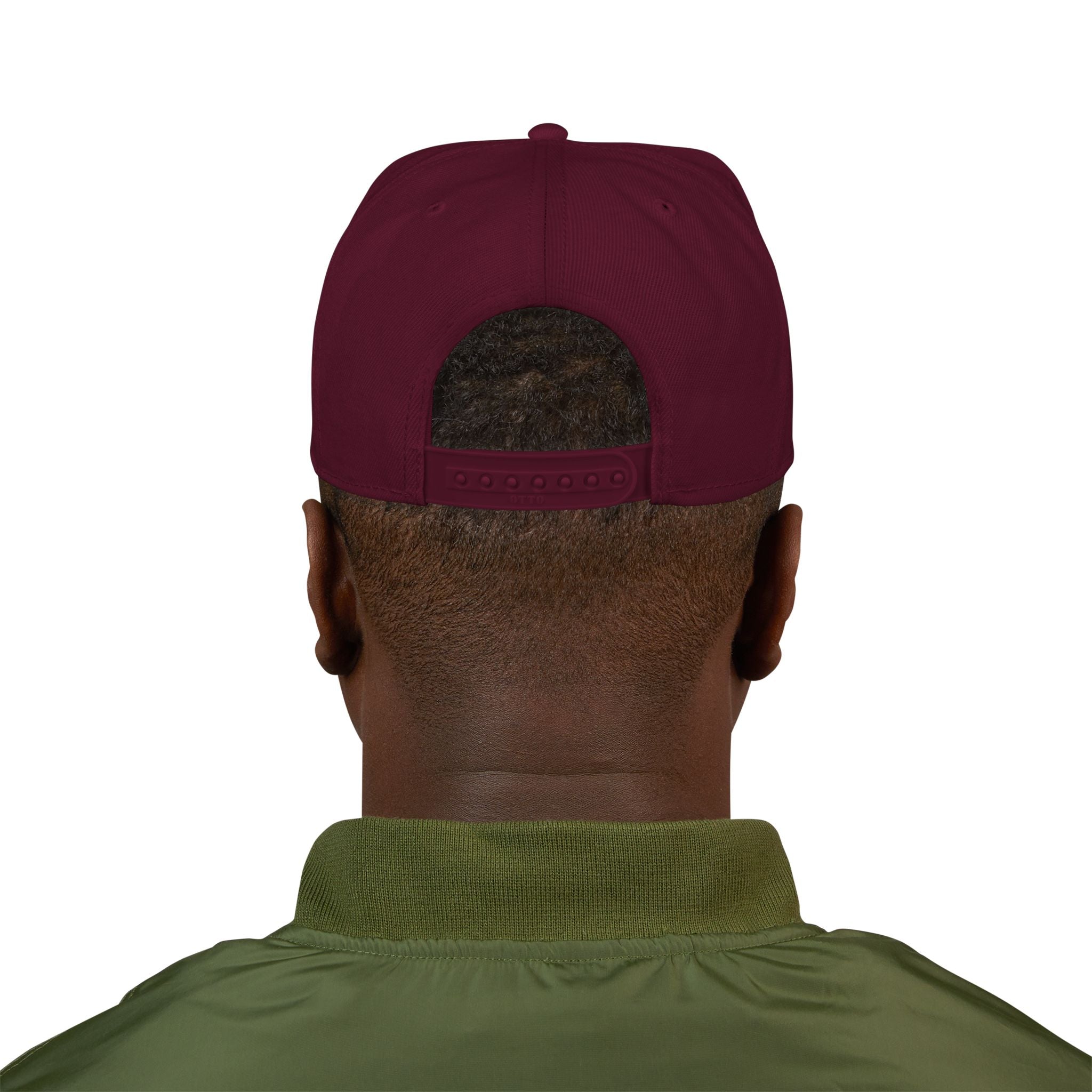 Embroidered Snapback Cap — Red Vintage 'ROMANEUM' Text