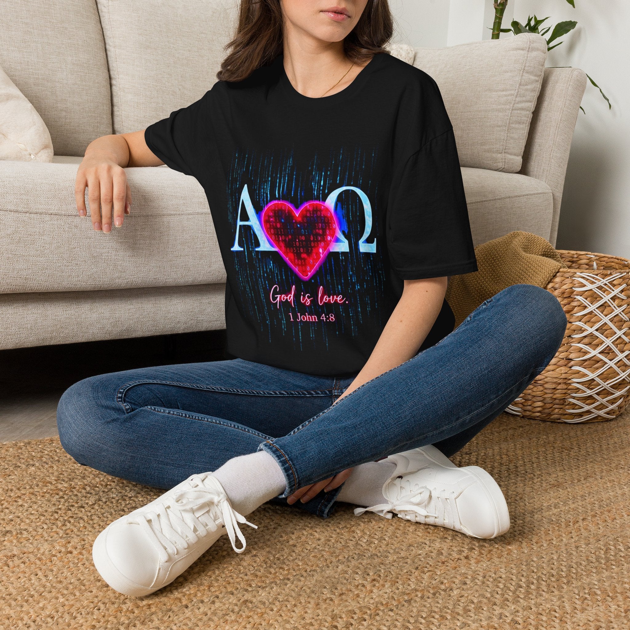 Alpha Omega Heart T-Shirt | Christian Scripture John 3:16 Design